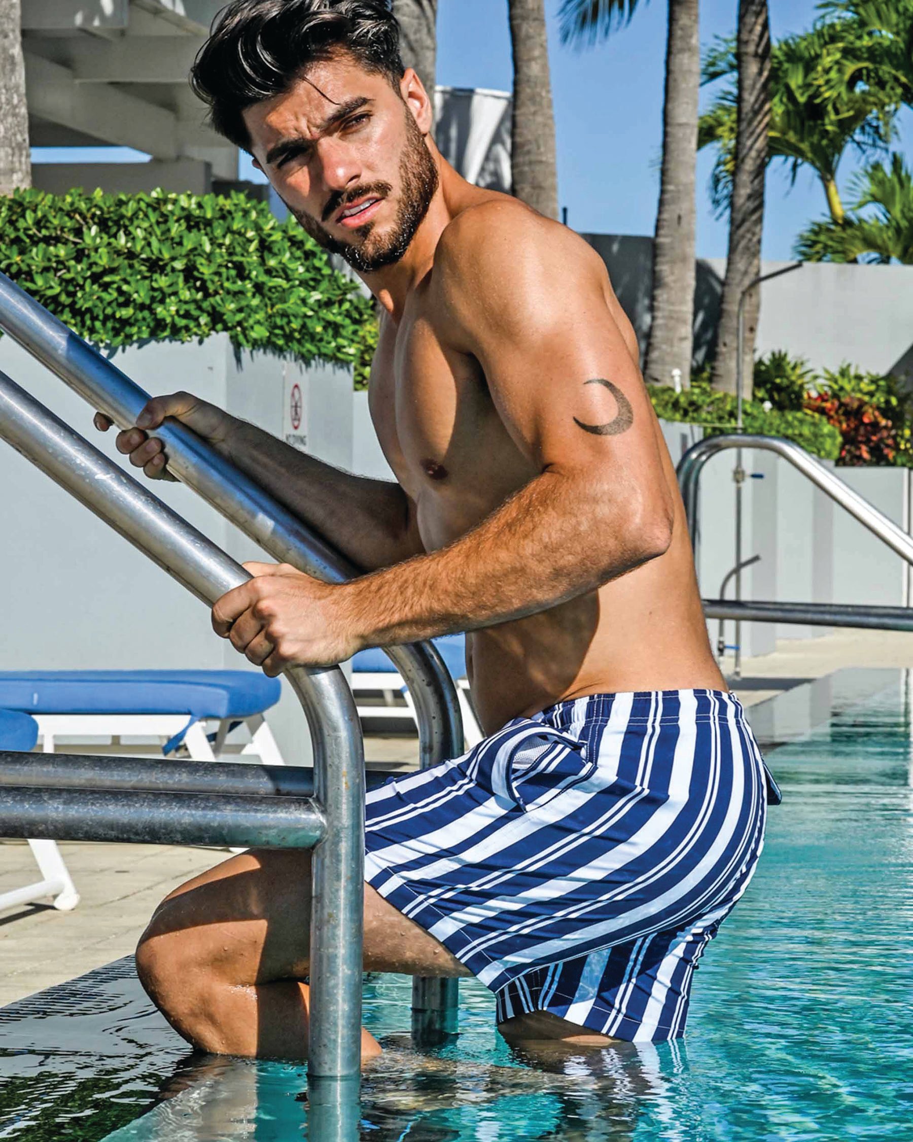 BERMIES STRIPES Volley Swimsuiit Stripes NAVYSTRIPES2 - View1