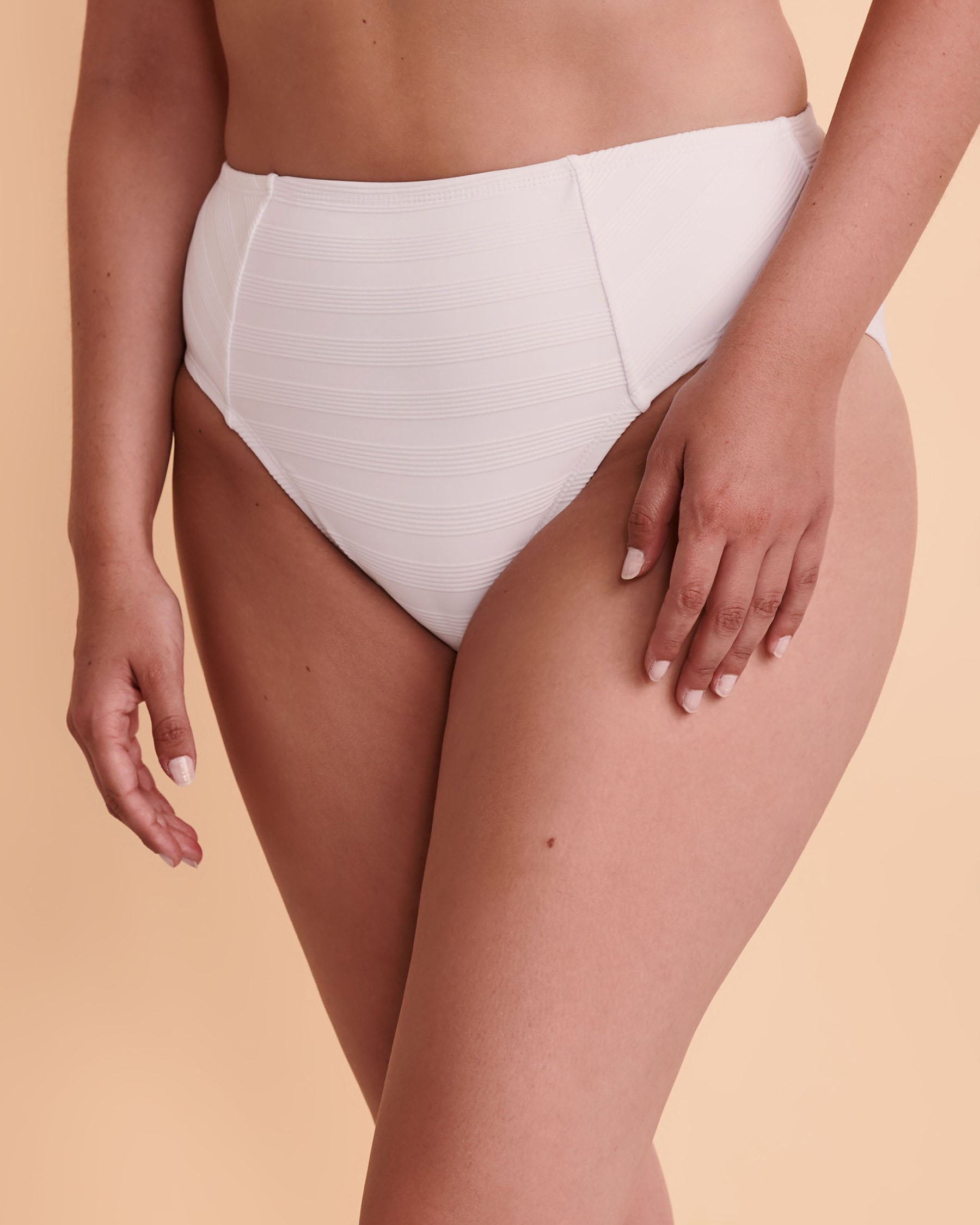 LA BLANCA Bas de bikini taille haute LINEA COSTA Blanc LB2CE98 - View1