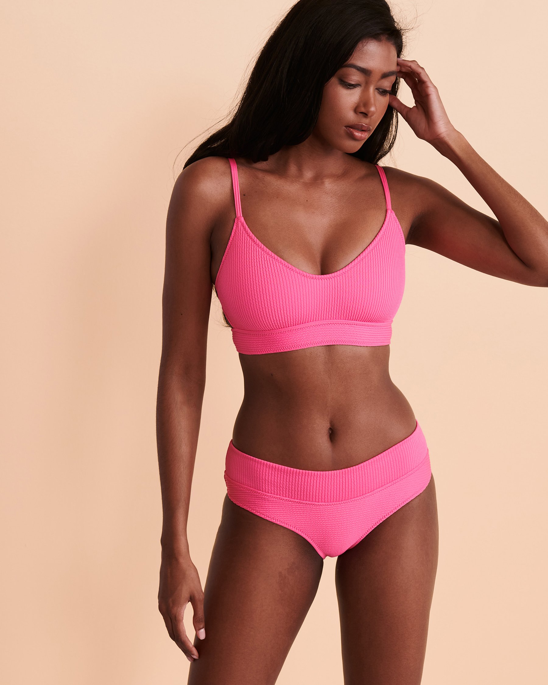 HURLEY TEXTURE BEACH Hipster Bikini Bottom Pink HB1169 - View4