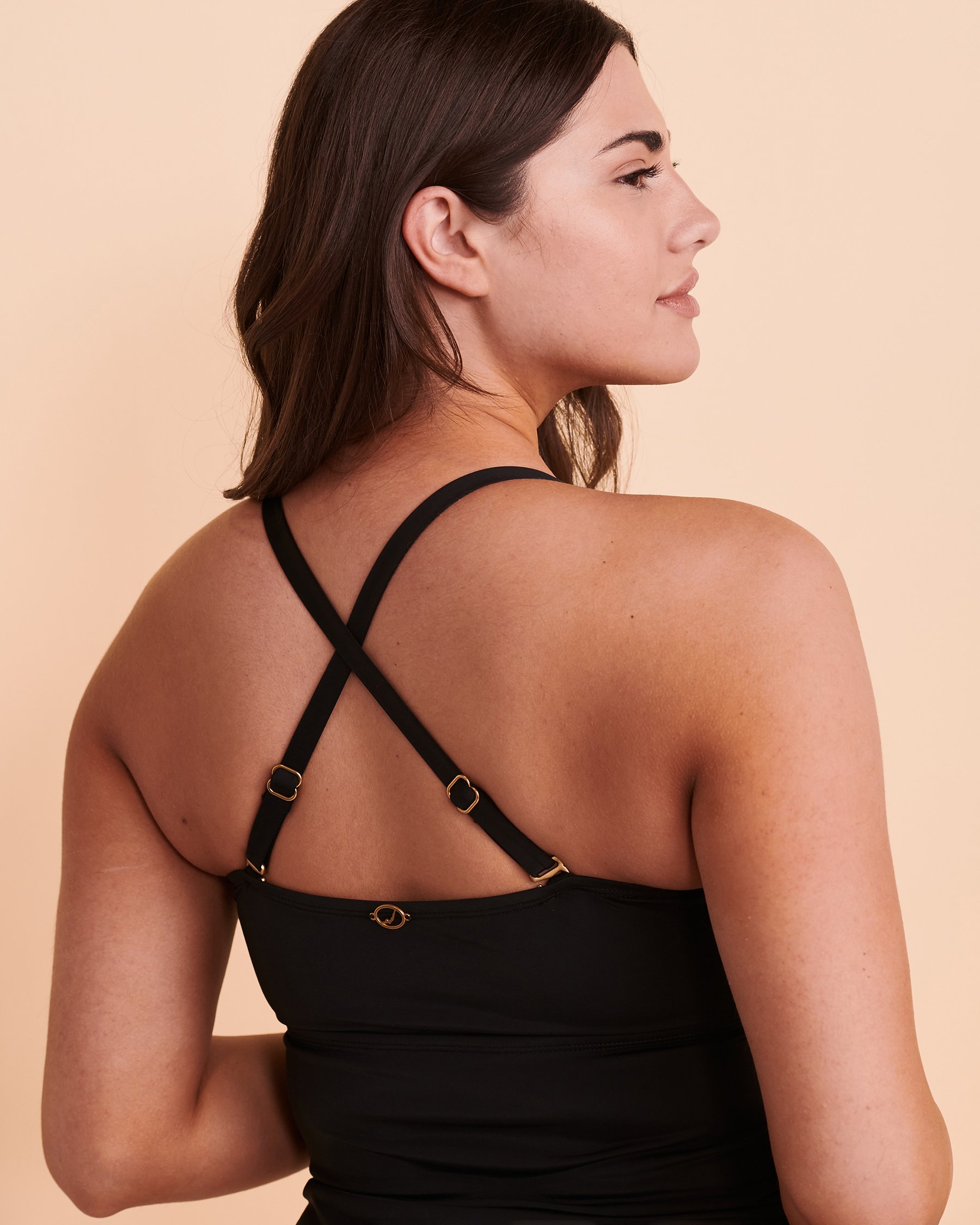 JANTZEN SOLID Bandeau Tankini Top Black JZ21009T - View4