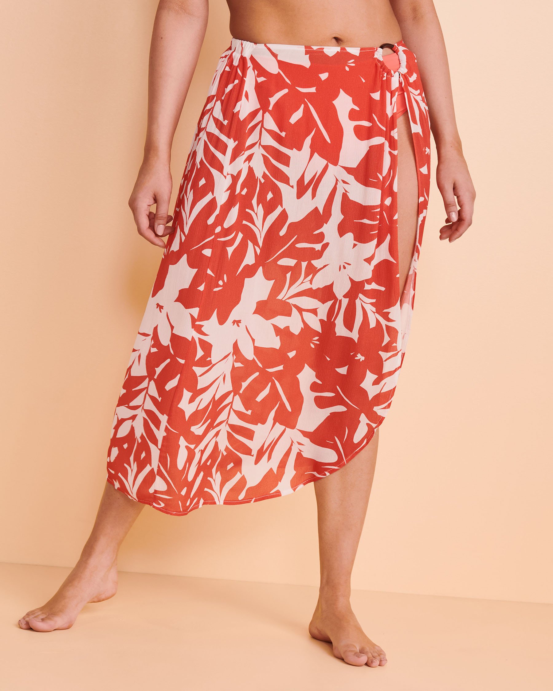 ANNE COLE COASTAL PALM Sarong Coral print 22MC53318 - View1