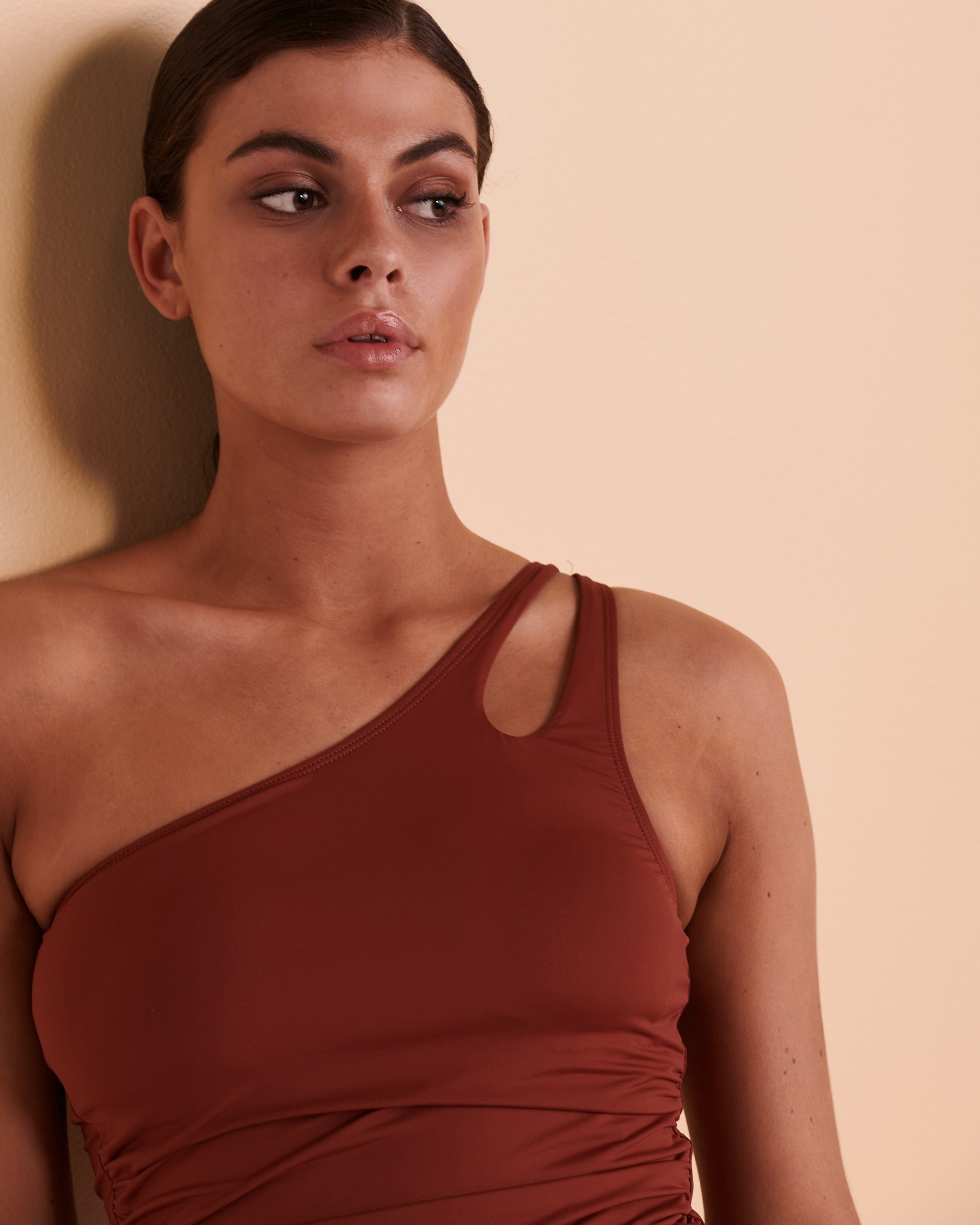 LA BLANCA ISLAND GODDESS One Shoulder Tankini Top Cinnamon LB1IG82 - View3