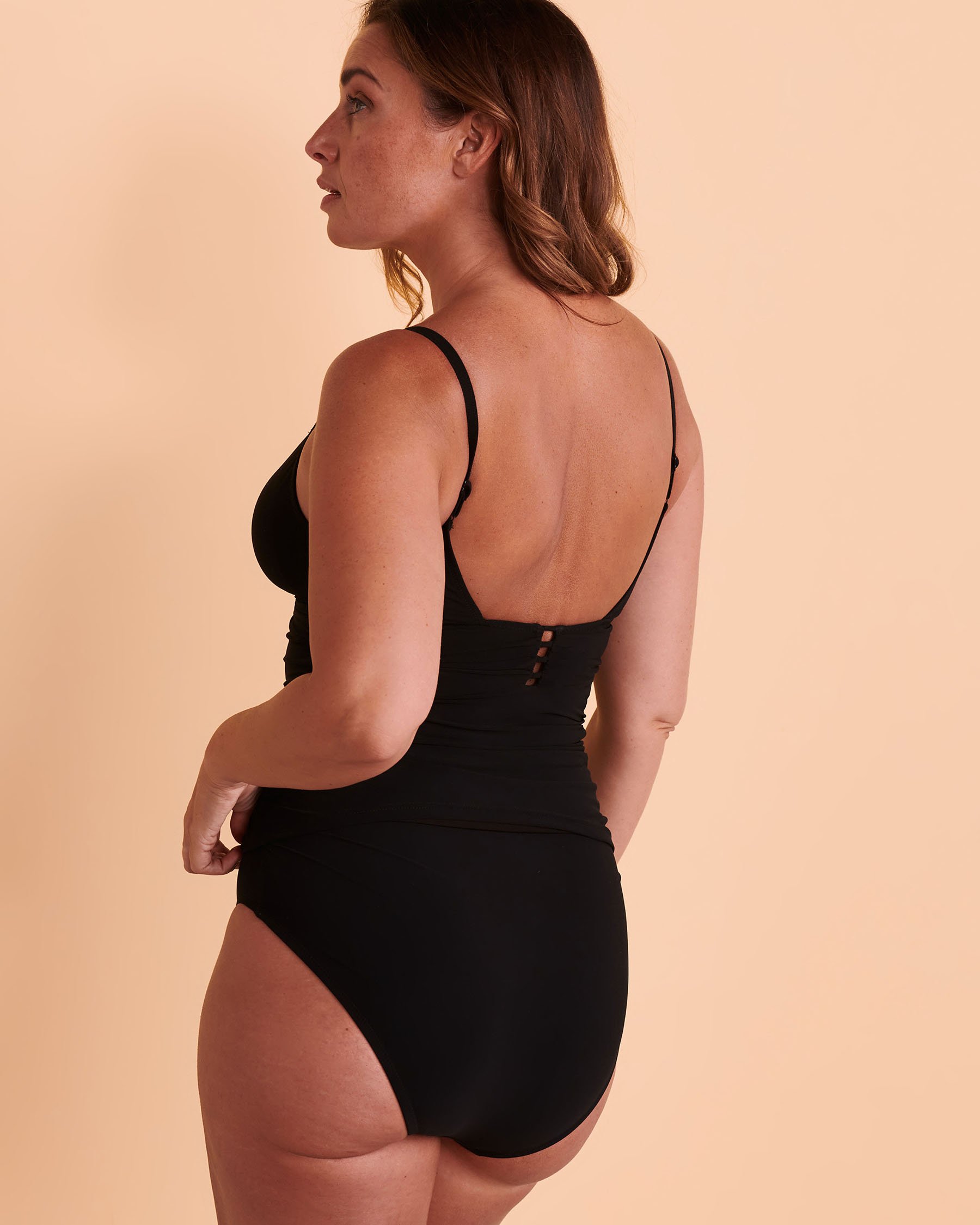 PROFILE TUTTI FRUTTI Shirred Tankini Top Black ETT-1B86 - View3