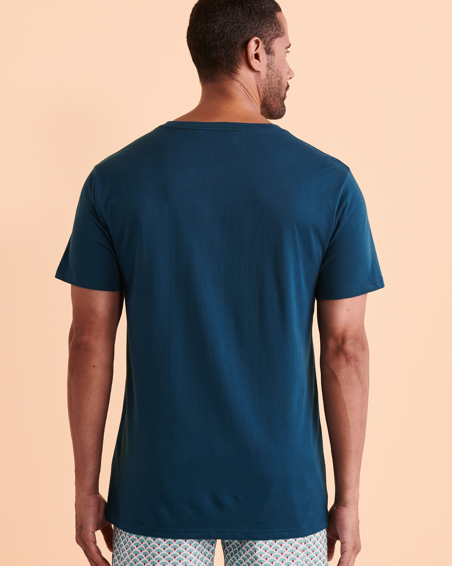 HAMABE V-neck T-shirt Blue 04100005 - View2