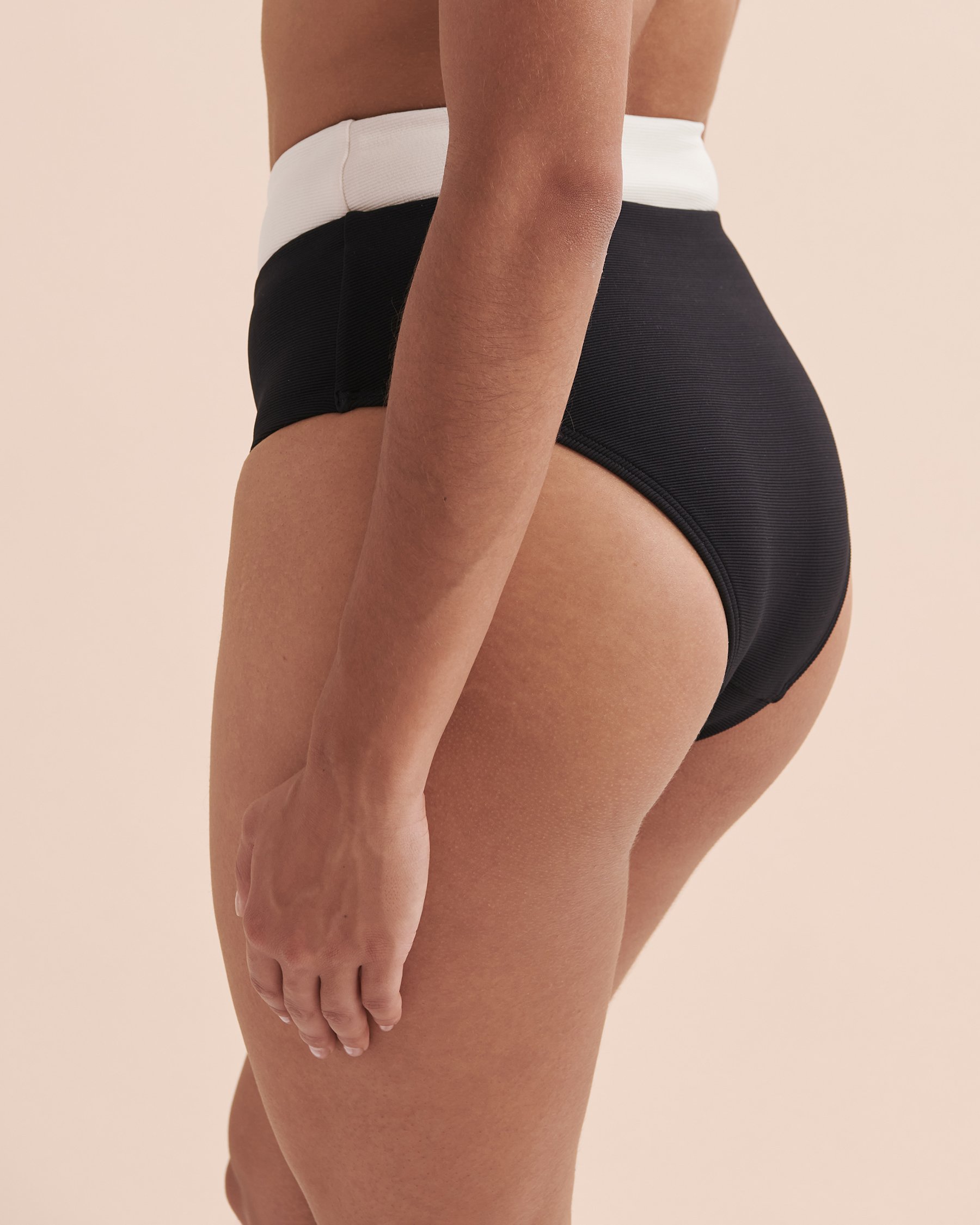 JETS AUSTRALIA Versa Rib High Waist Bikini Bottom Black / Cream J30004 - View3