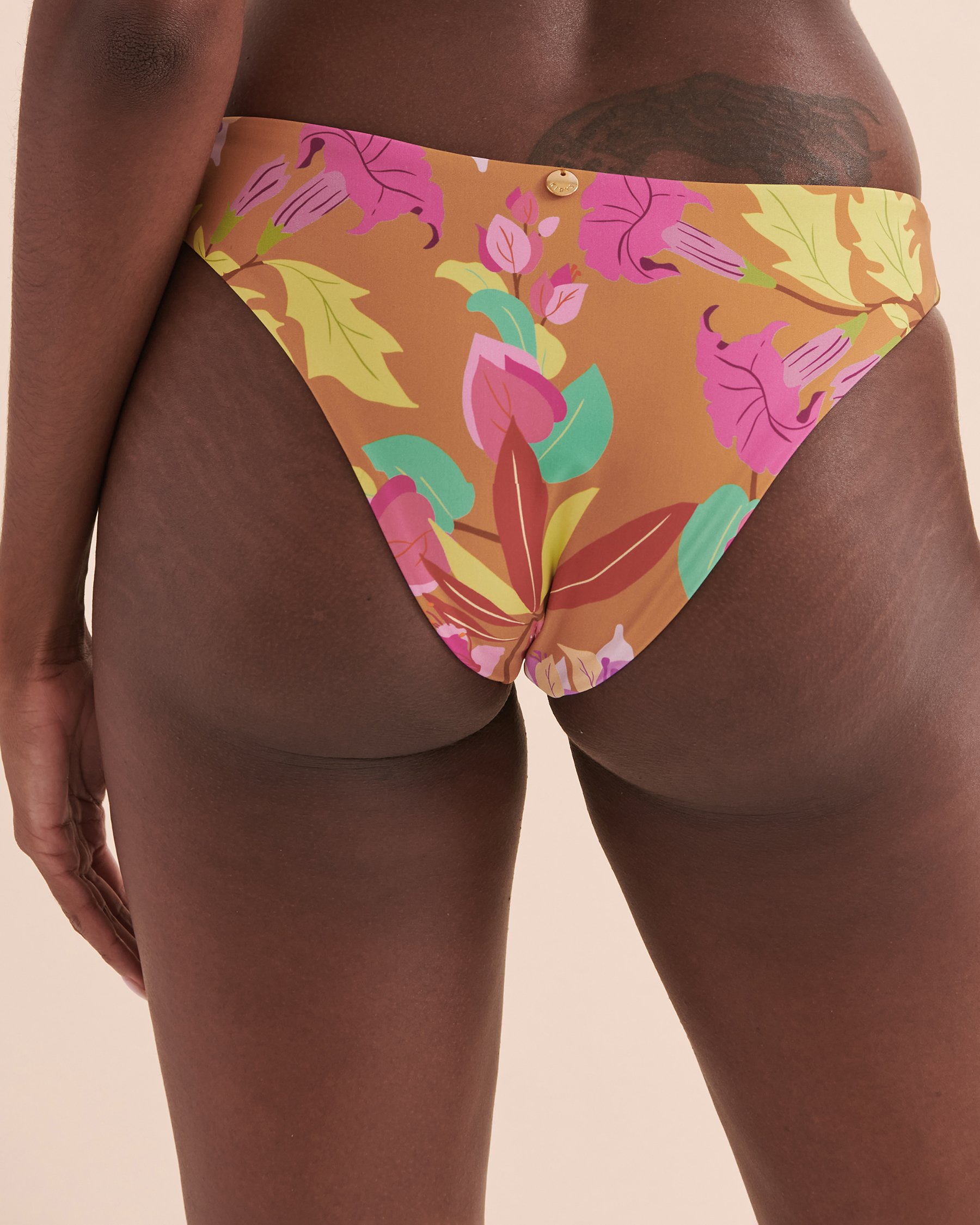 KIBYS Bounga Reversible Cheeky Bikini Bottom Caramel floral 88574 - View3