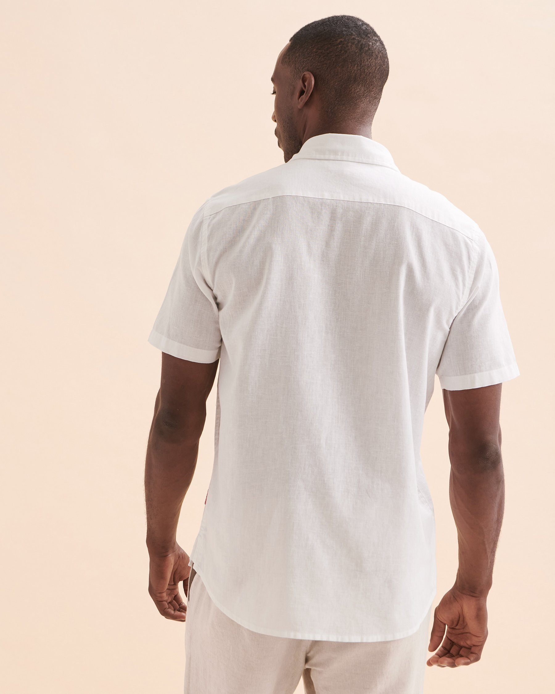 PUBLIC BEACH Linen Short Sleeve Shirt White PB6242BIK - View2