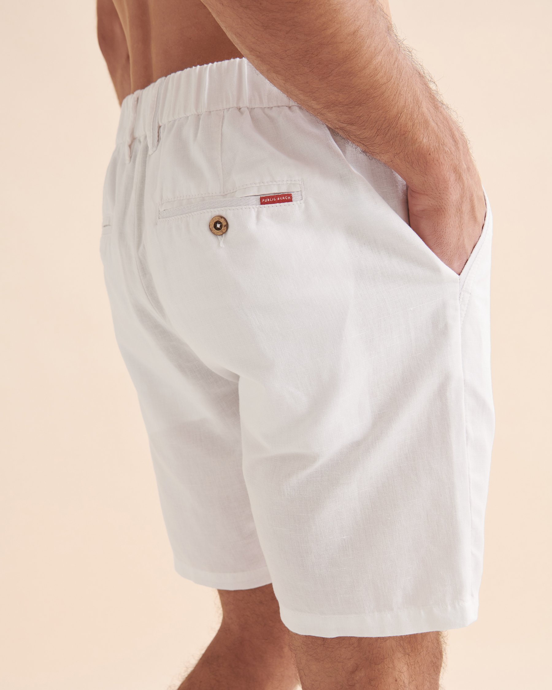 PUBLIC BEACH Bermuda en lin Blanc PB6801BIK - Voir3