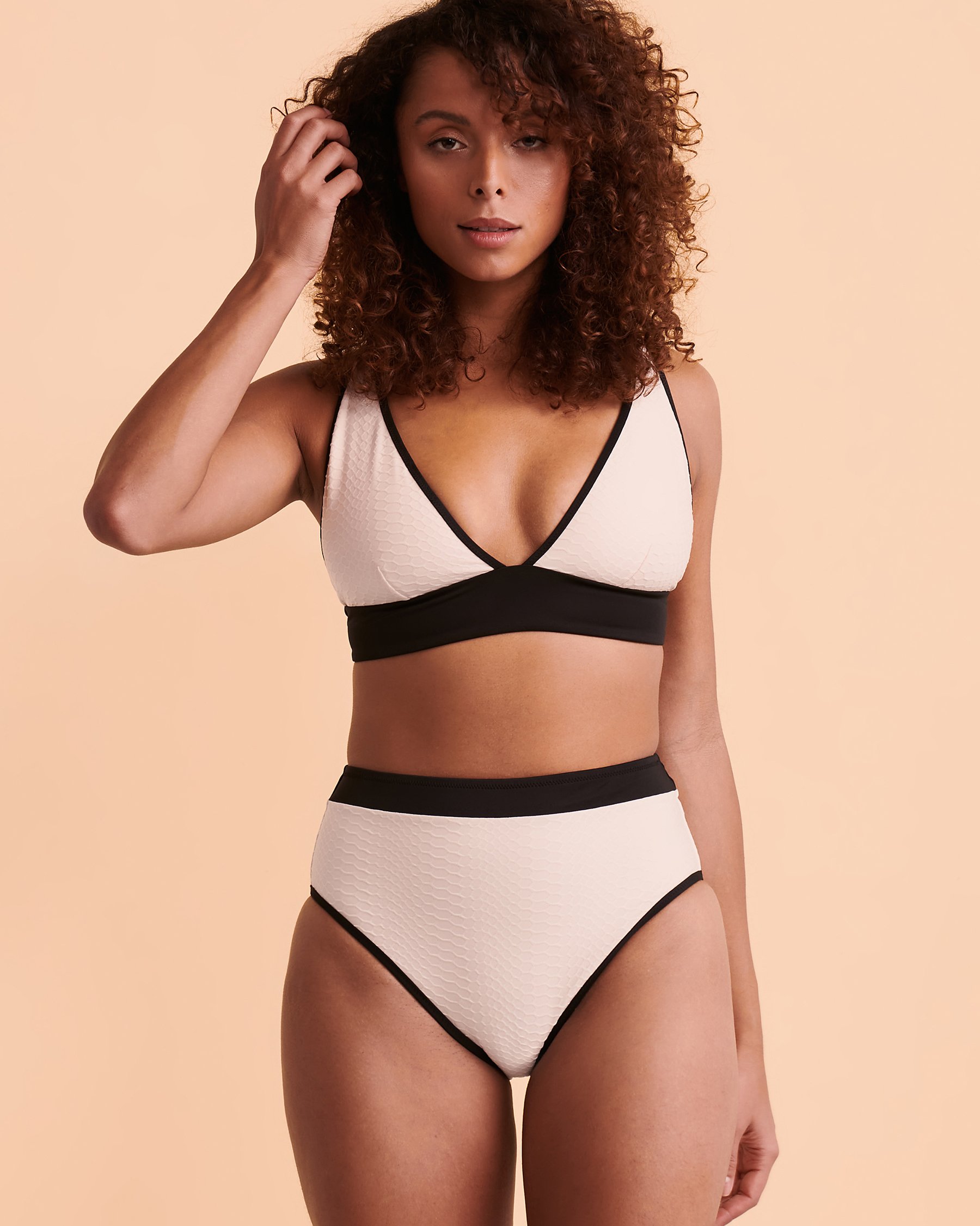 SANCTUARY SNAKE BITE Plunge Bikini Top White sand SASB23133 - View1