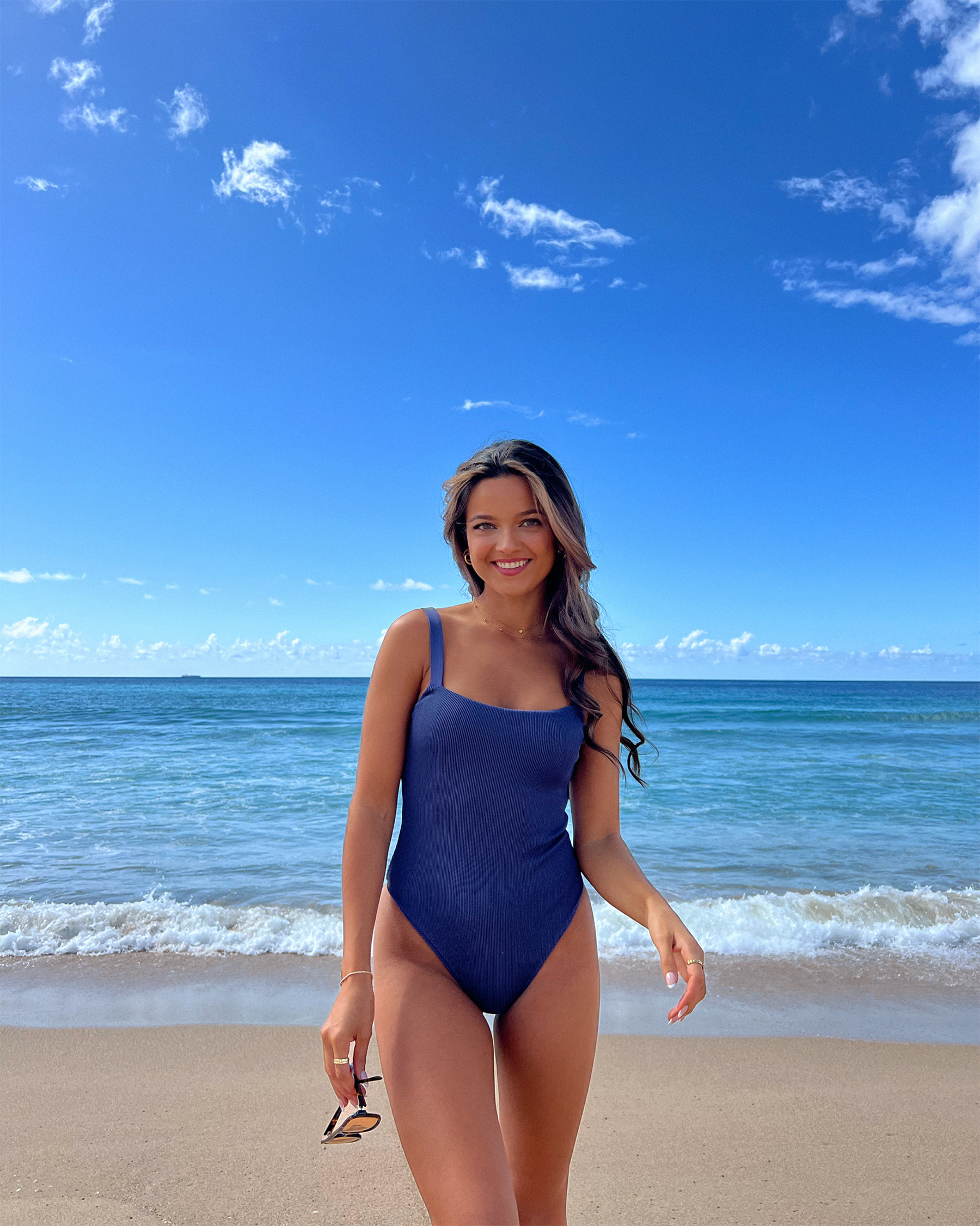 KULANI KINIS Maillot une-pièce côtelé YASMIN Bleu ONE316YRIB - Voir1