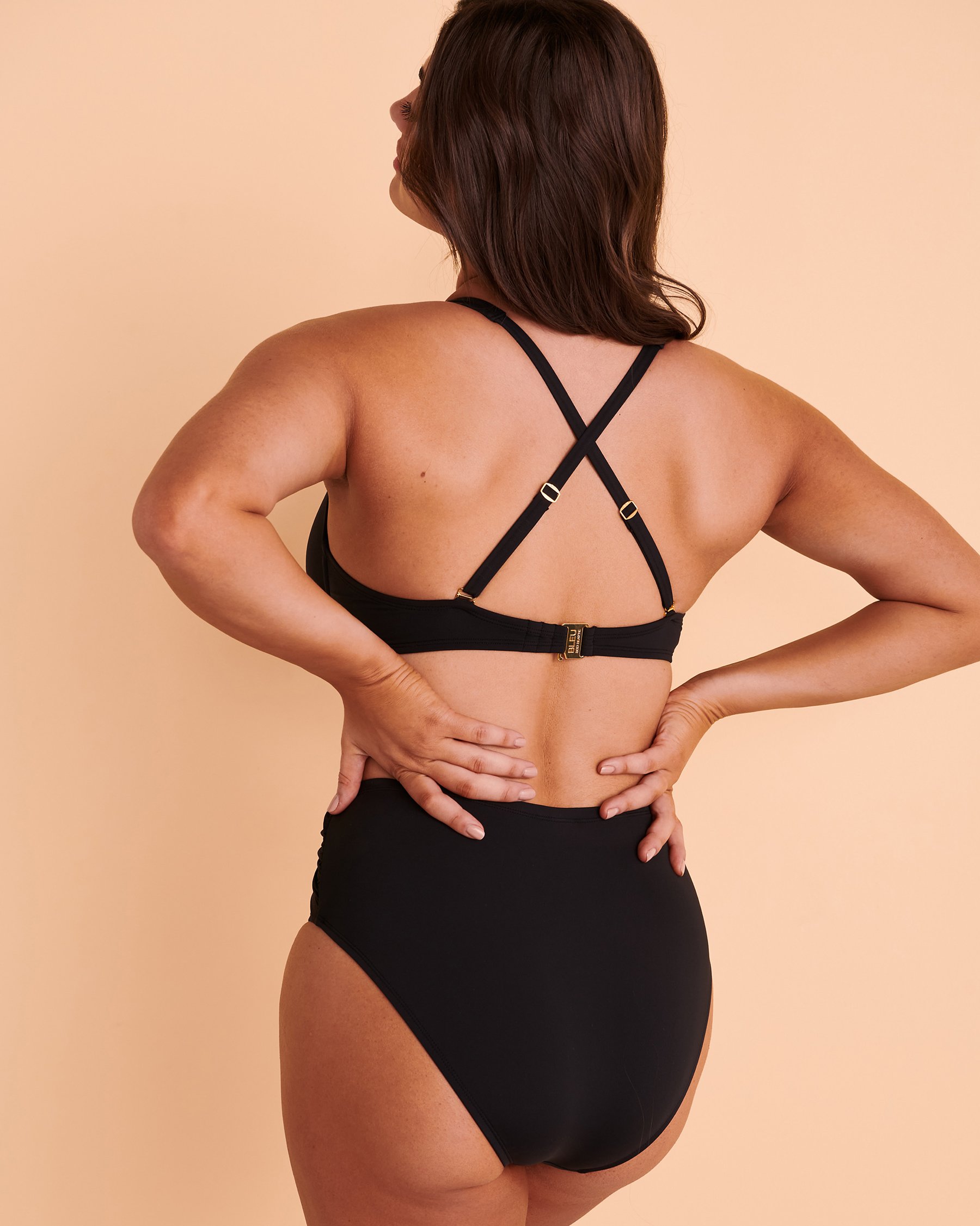 BLEU ROD BEATTIE ALL TIED UP D/DD Cup Front Knot Bikini Top Black RBAT23121DH - View4