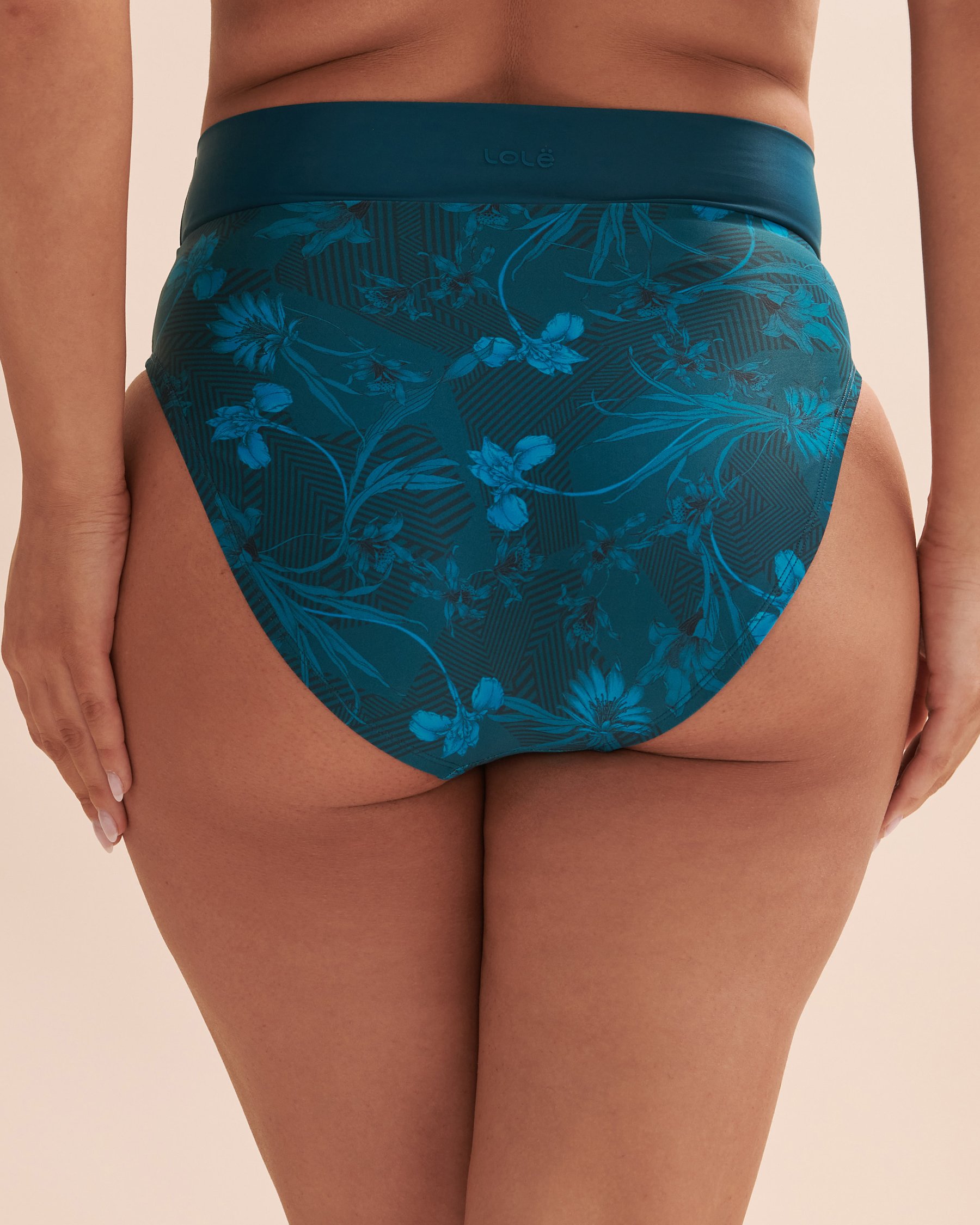 LOLË Mojito High Waist Bikini Bottom Green tropical LWW0579 - View3