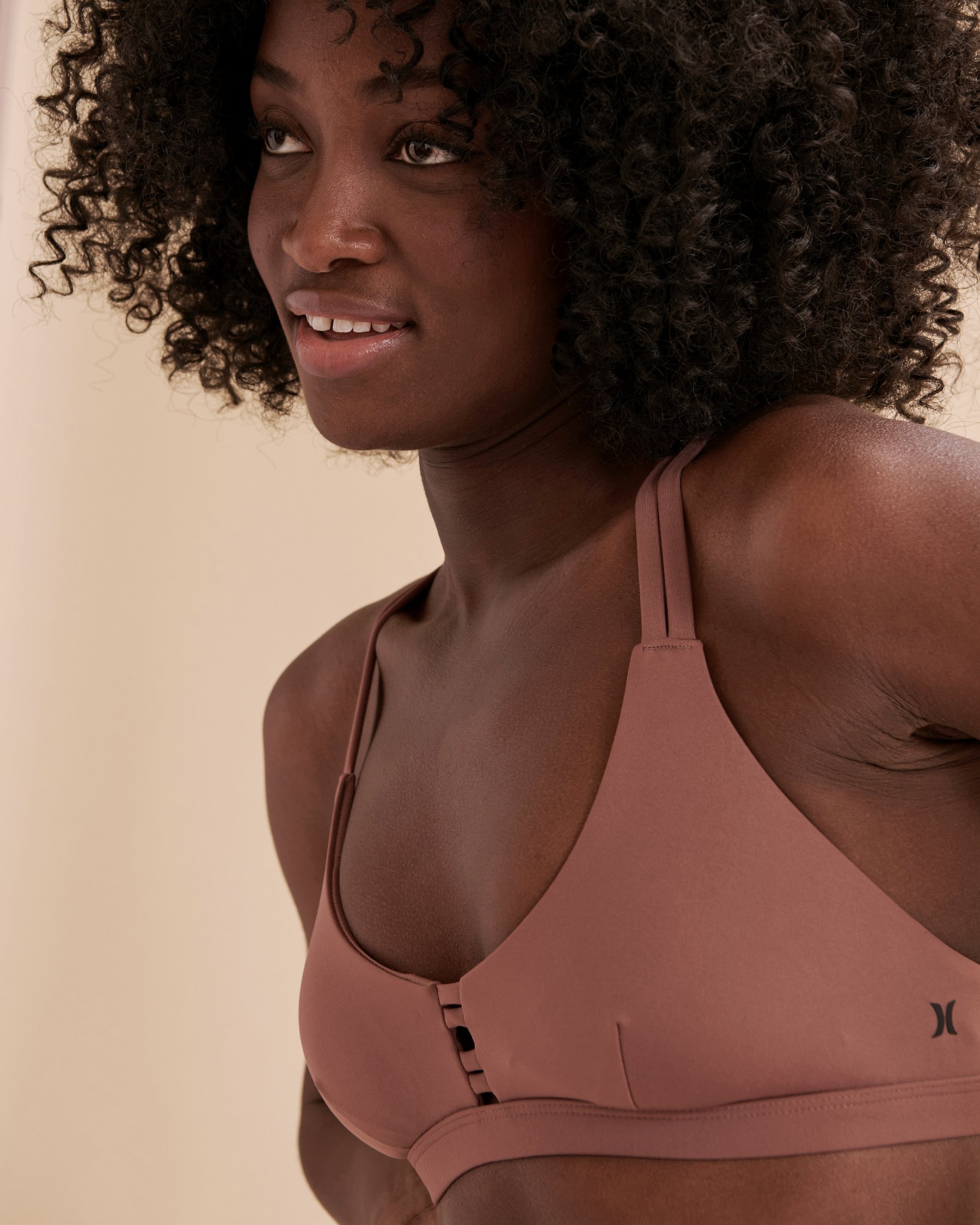 HURLEY Max Solid Bralette Bikini Top Chocolate HT1145 - View3