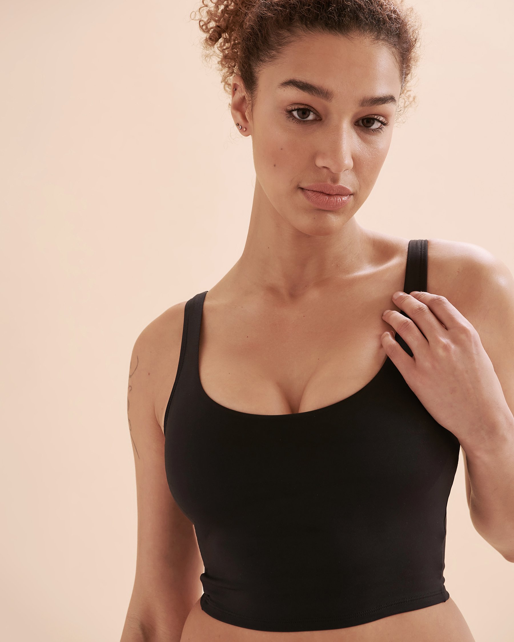 HURLEY Max Solid Short Tankini Top Black HT1251 - View3