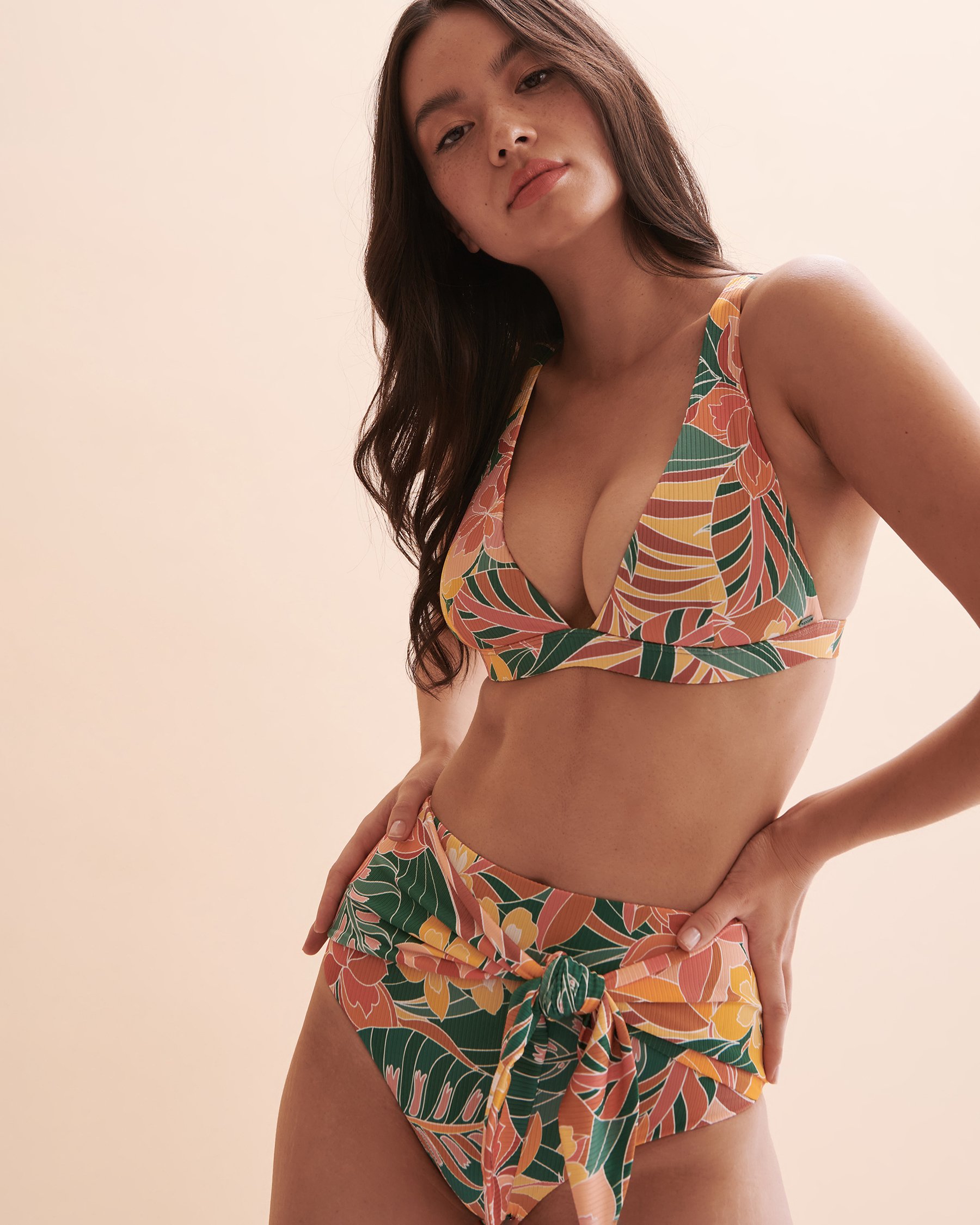 RIP CURL Brazilian Soul High Waist Bikini Bottom Tropical leaves 08HWSW - View4