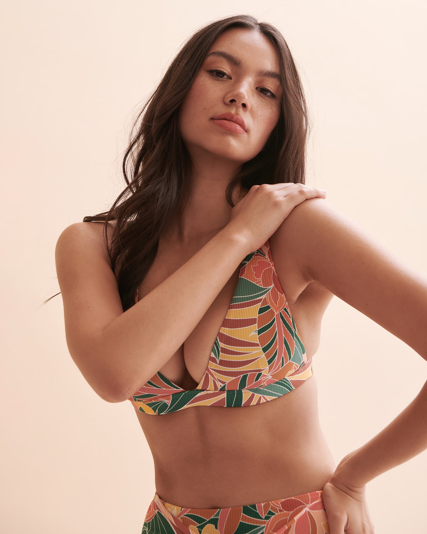 RIP CURL Brazilian Soul Triangle Bikini Top Tropical leaves 08CWSW - View3