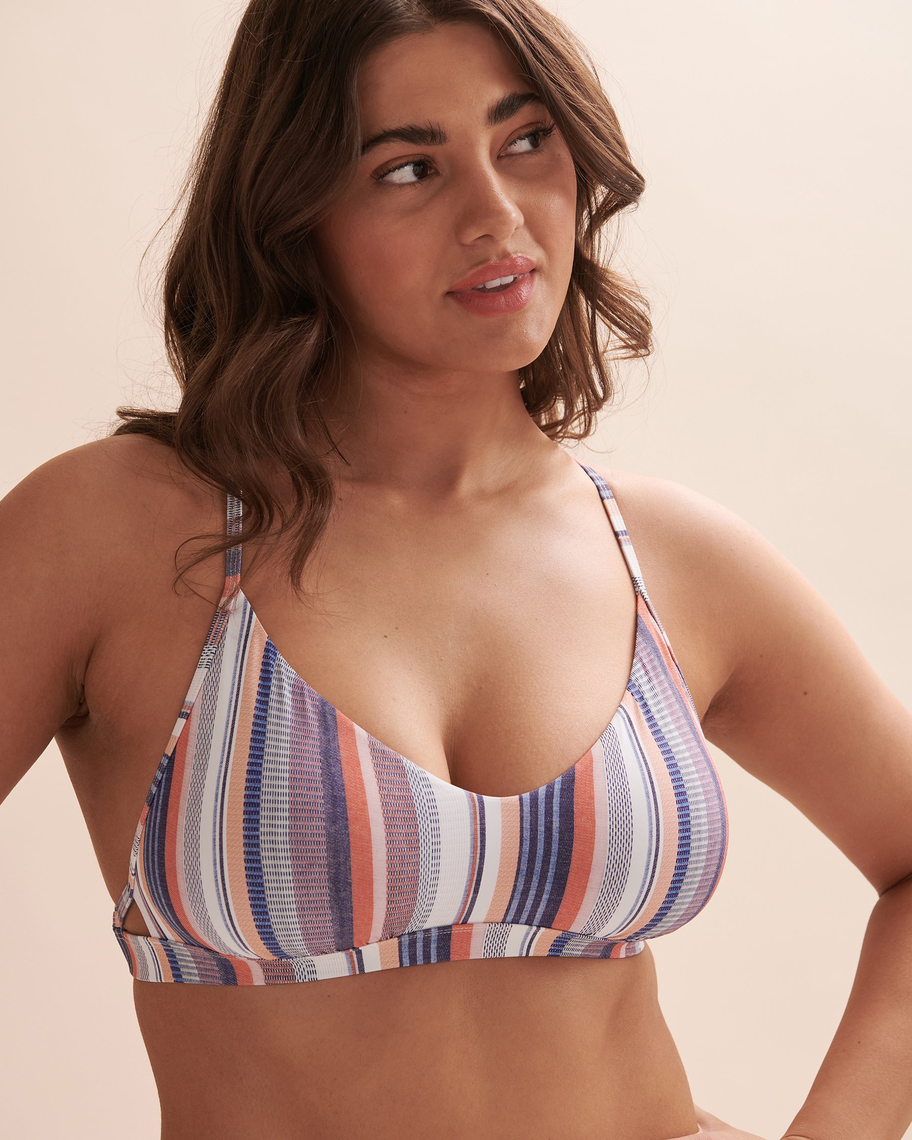 EIDON Cahuita Madison D/DD/E/F Cup Bralette Bikini Top Bright stripes 35232125D - View3