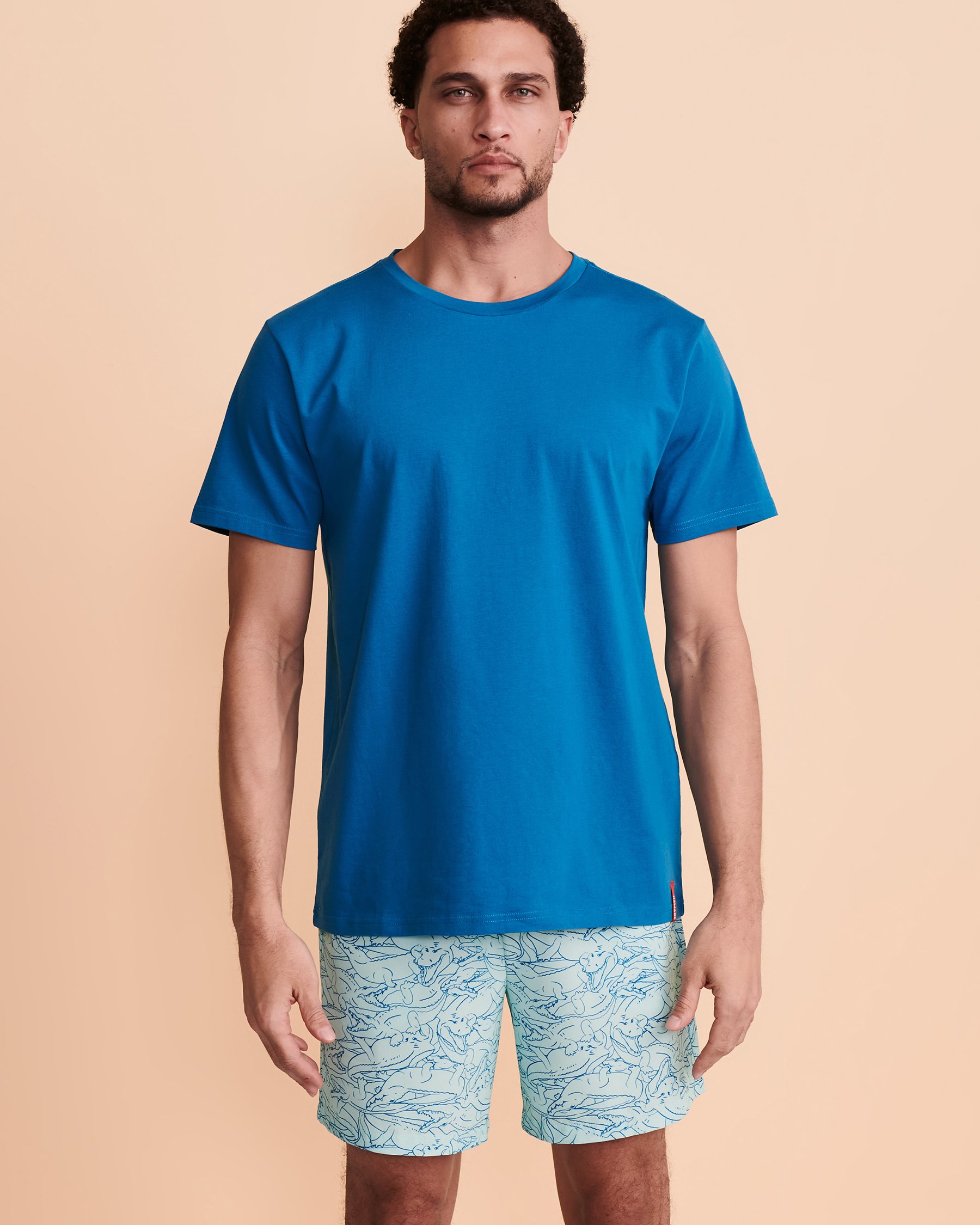 HAMABE Crew Neck T-shirt Mykonos blue 04100001 - View4
