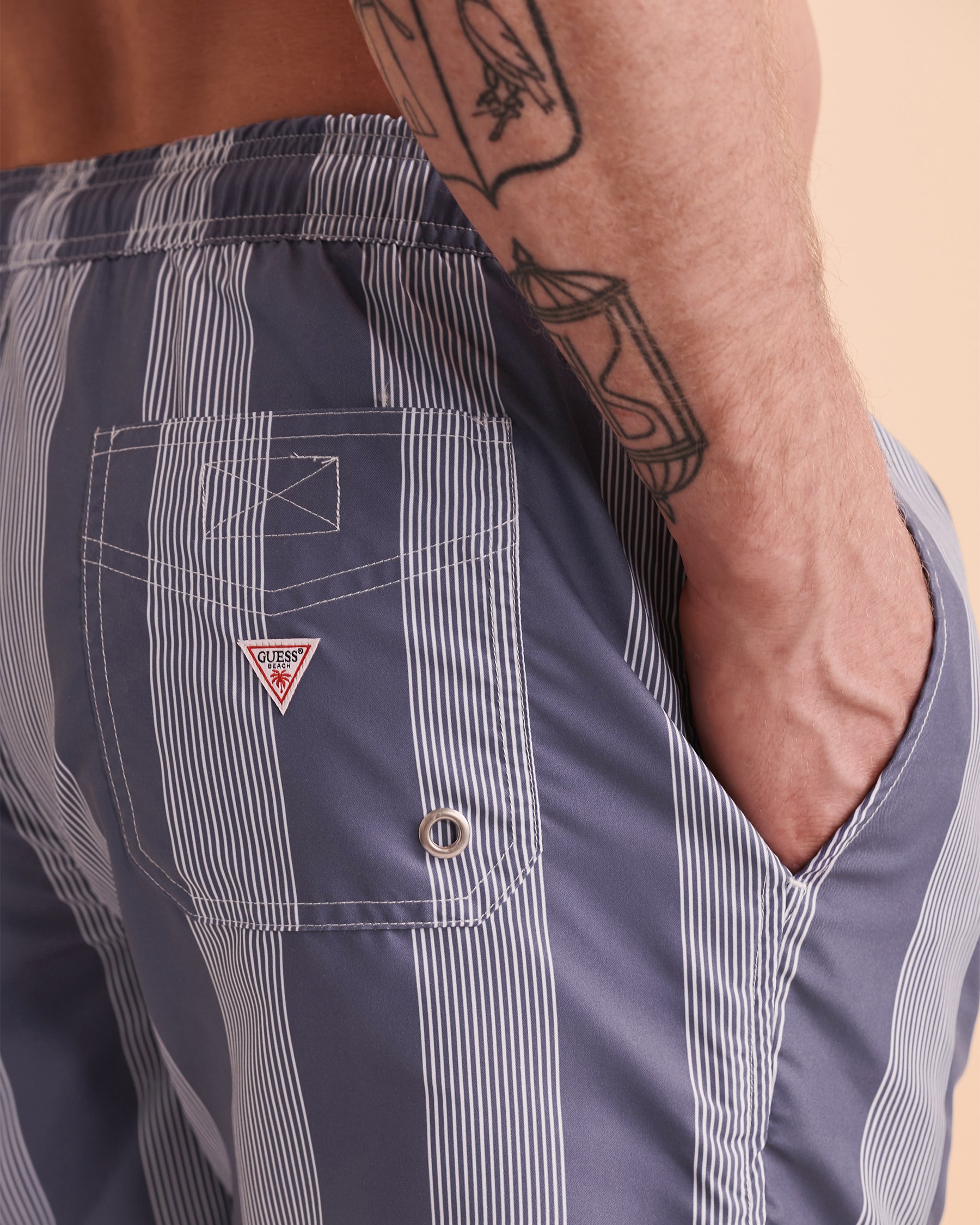 GUESS Maillot volley BIG STRIPES Rayures bleues F2GT11WO05V - Voir3