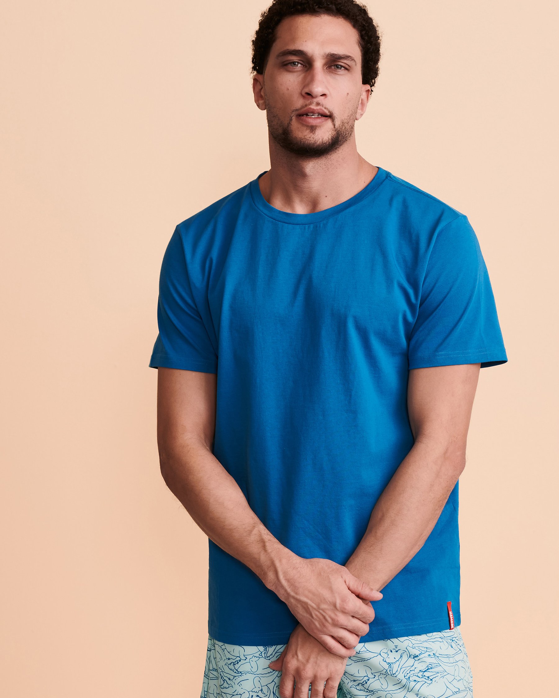 HAMABE Crew Neck T-shirt Mykonos blue 04100001 - View2