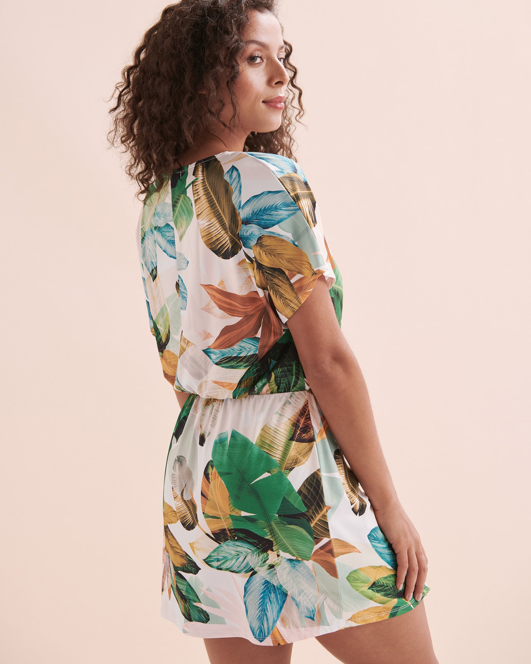 EVERYDAY SUNDAY Pacific Jungle Wrap Short Dress Tropical print ESBEAW03858 - View2