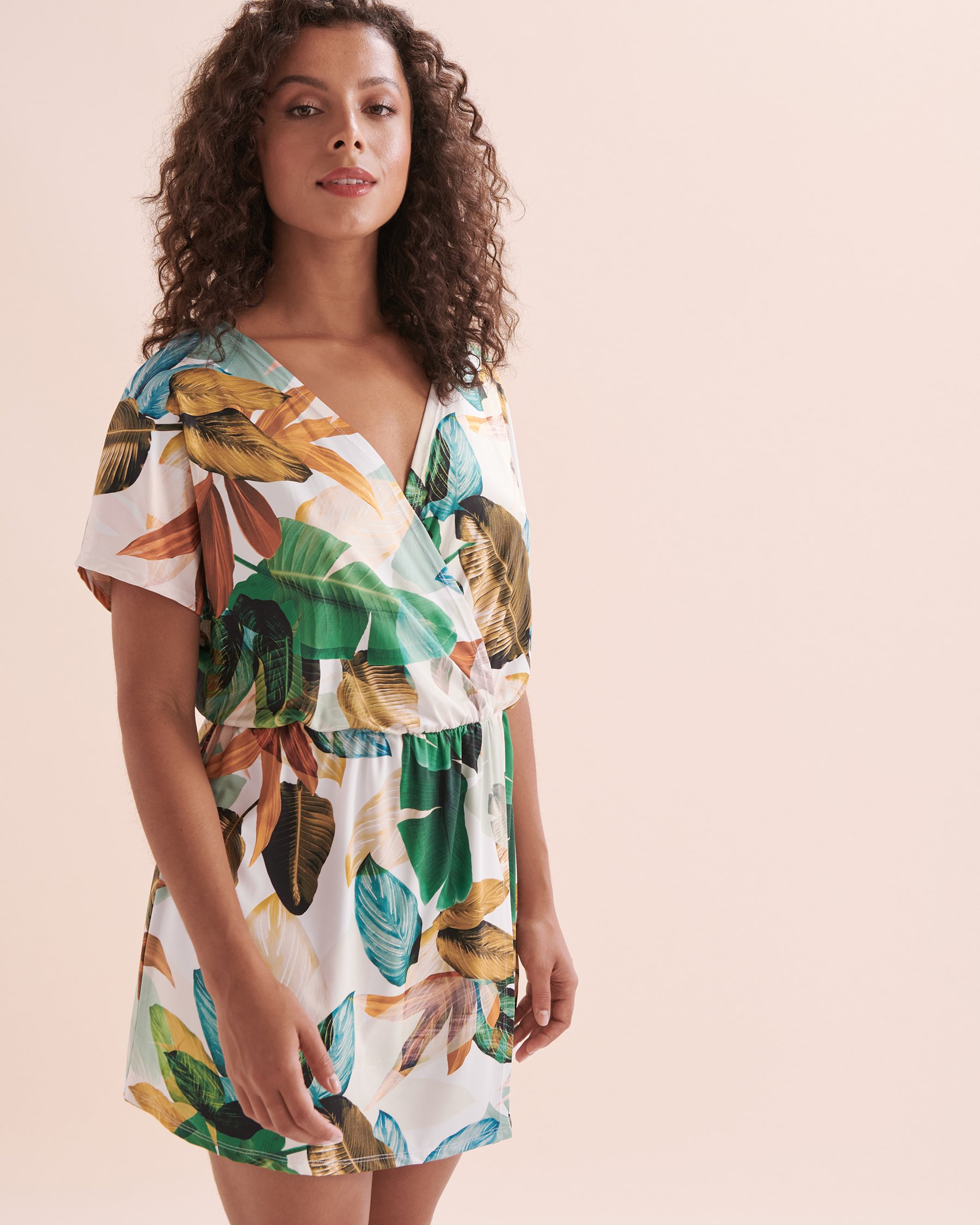 EVERYDAY SUNDAY Pacific Jungle Wrap Short Dress Tropical print ESBEAW03858 - View4