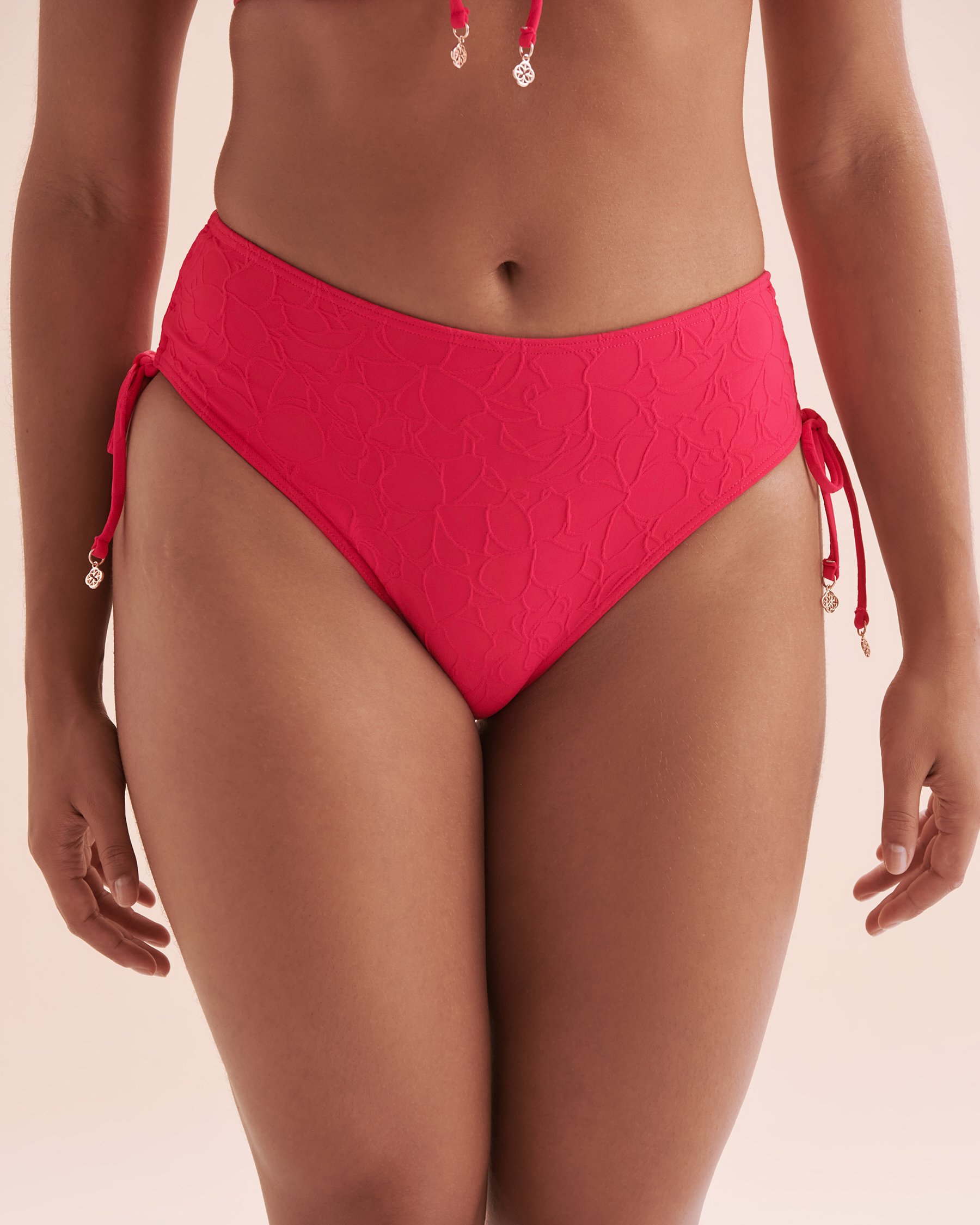 TURQUOISE COUTURE Bas de bikini noué aux hanches texturé Floral Mist Rose éclatant 01300337 - Voir6