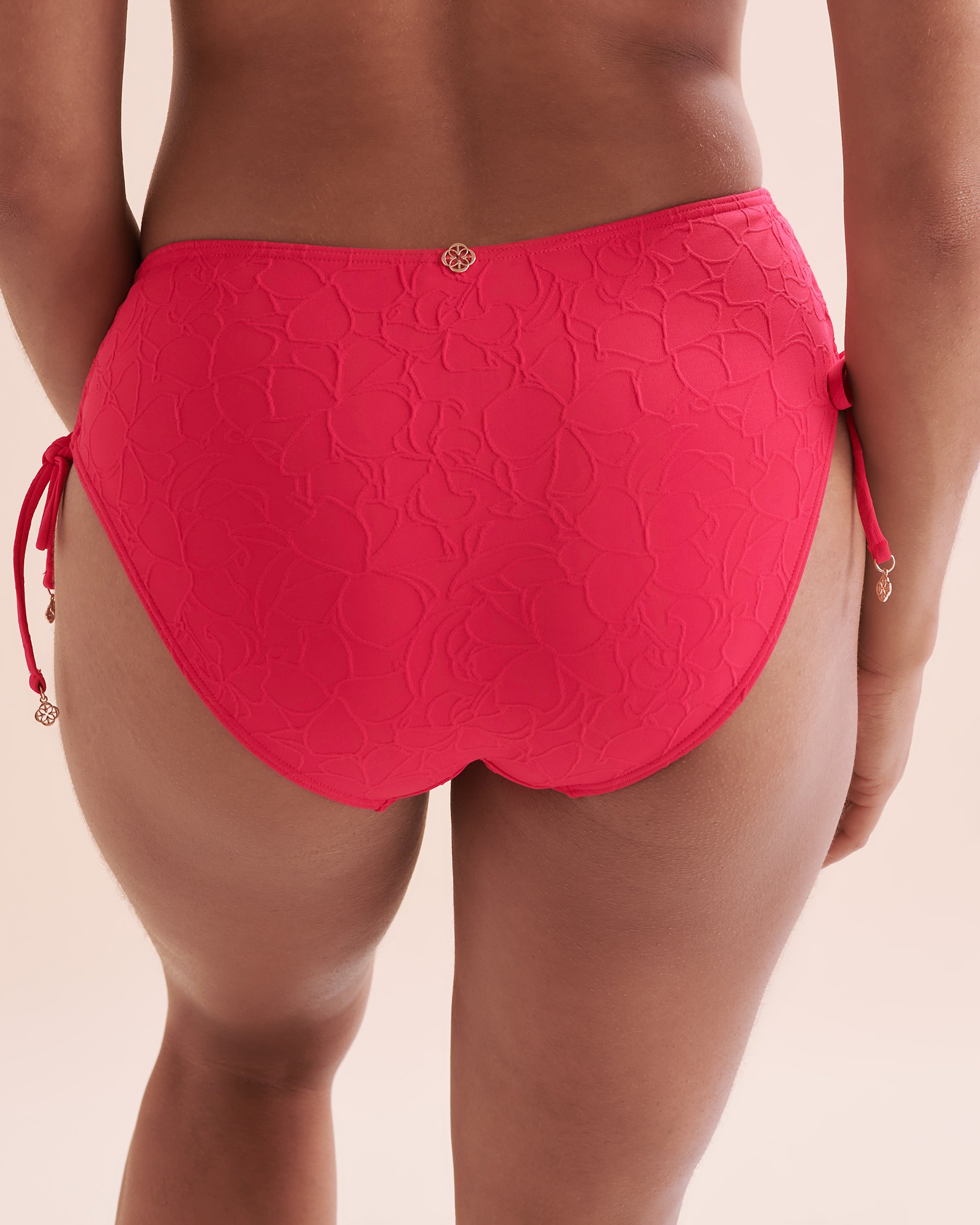 TURQUOISE COUTURE Bas de bikini noué aux hanches texturé Floral Mist Rose éclatant 01300337 - Voir7