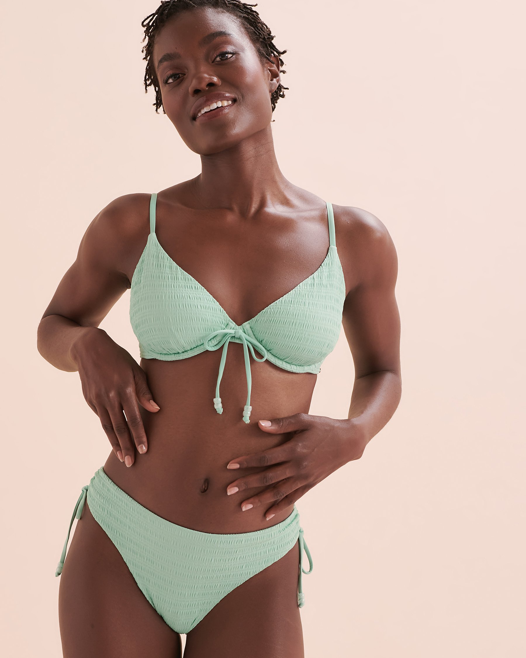 MY BIKINI STORY Bahamas Textured Plunge Underwire Bikini Top Aqua 01100300 - View6