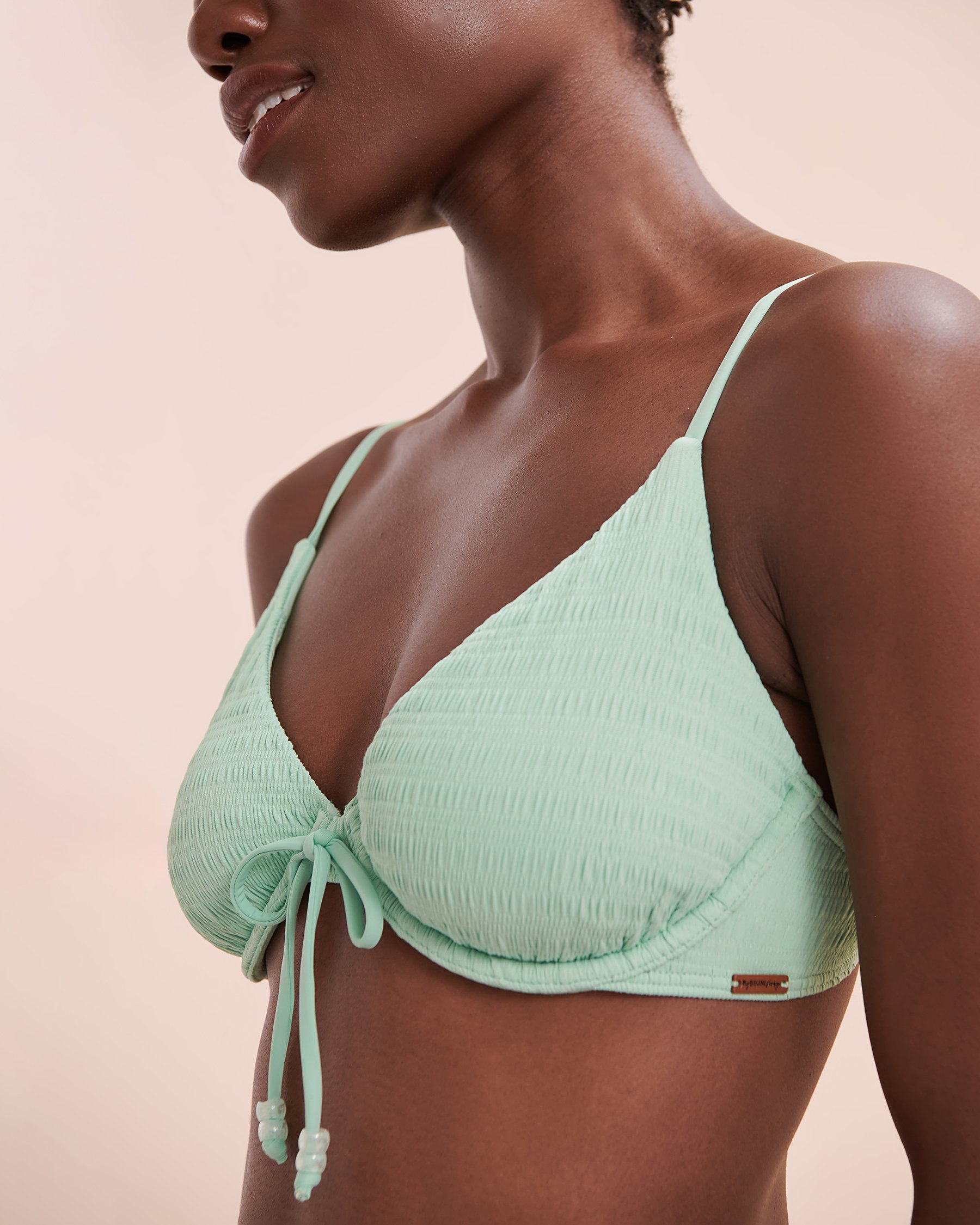 MY BIKINI STORY Bahamas Textured Plunge Underwire Bikini Top Aqua 01100300 - View9