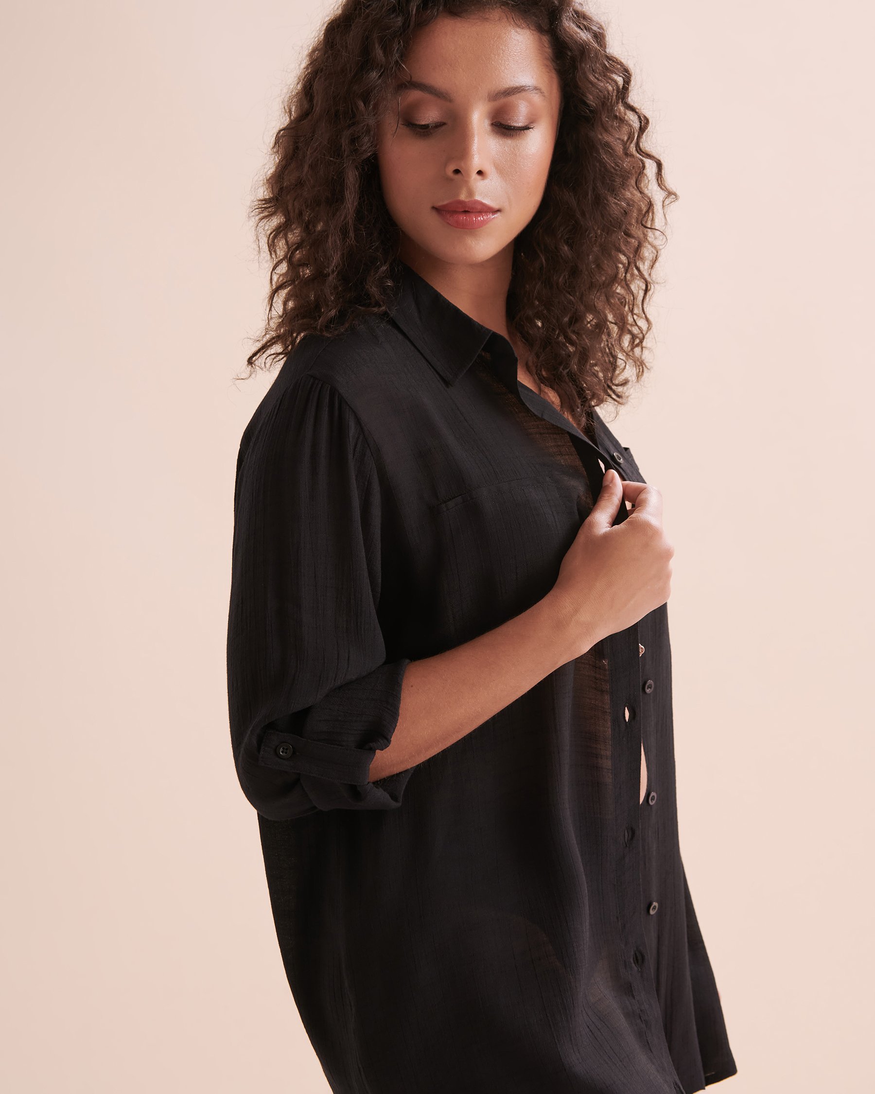 TURQUOISE COUTURE Voile Shirt Black 02100023 - View5