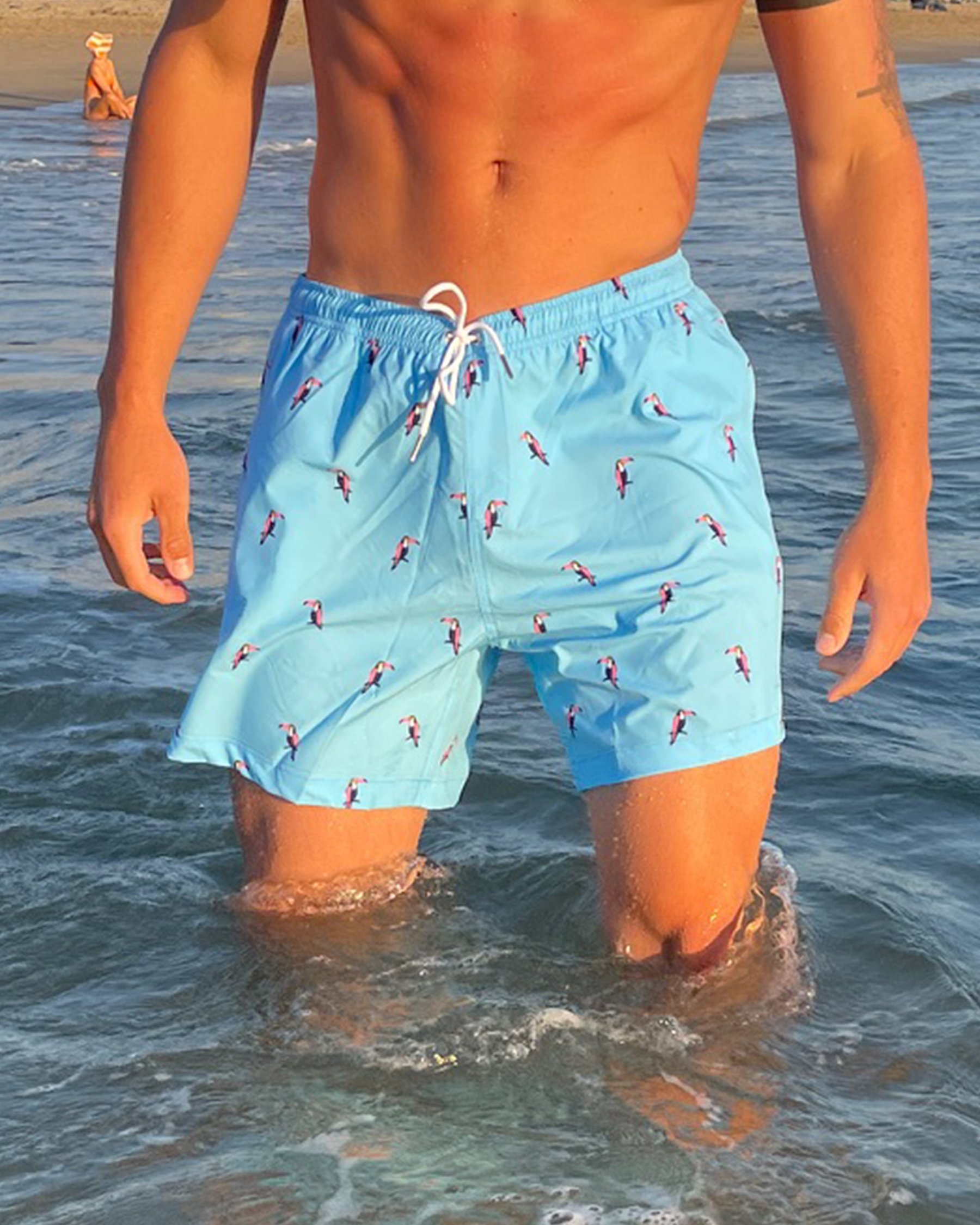 BERMIES Tucan Volley Swimsuit Blue/Tucan Print TUCAN - View1