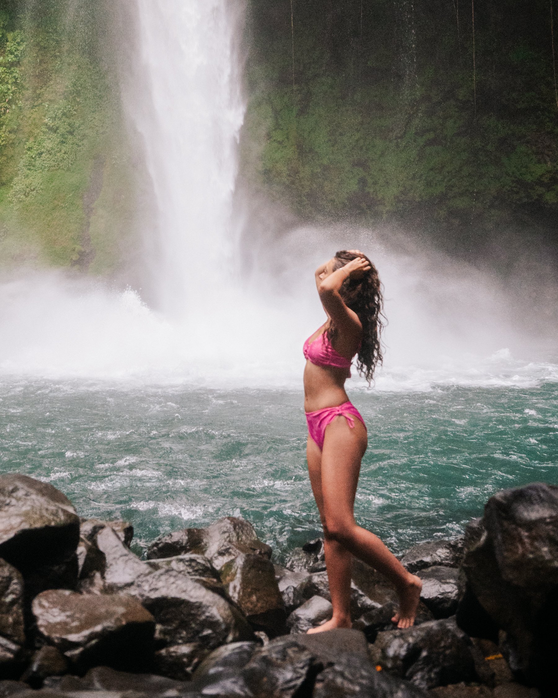 TROPIK Cabo Ribbed Side Tie Cheeky Bikini Bottom Tropical Pink 01300348 - View2
