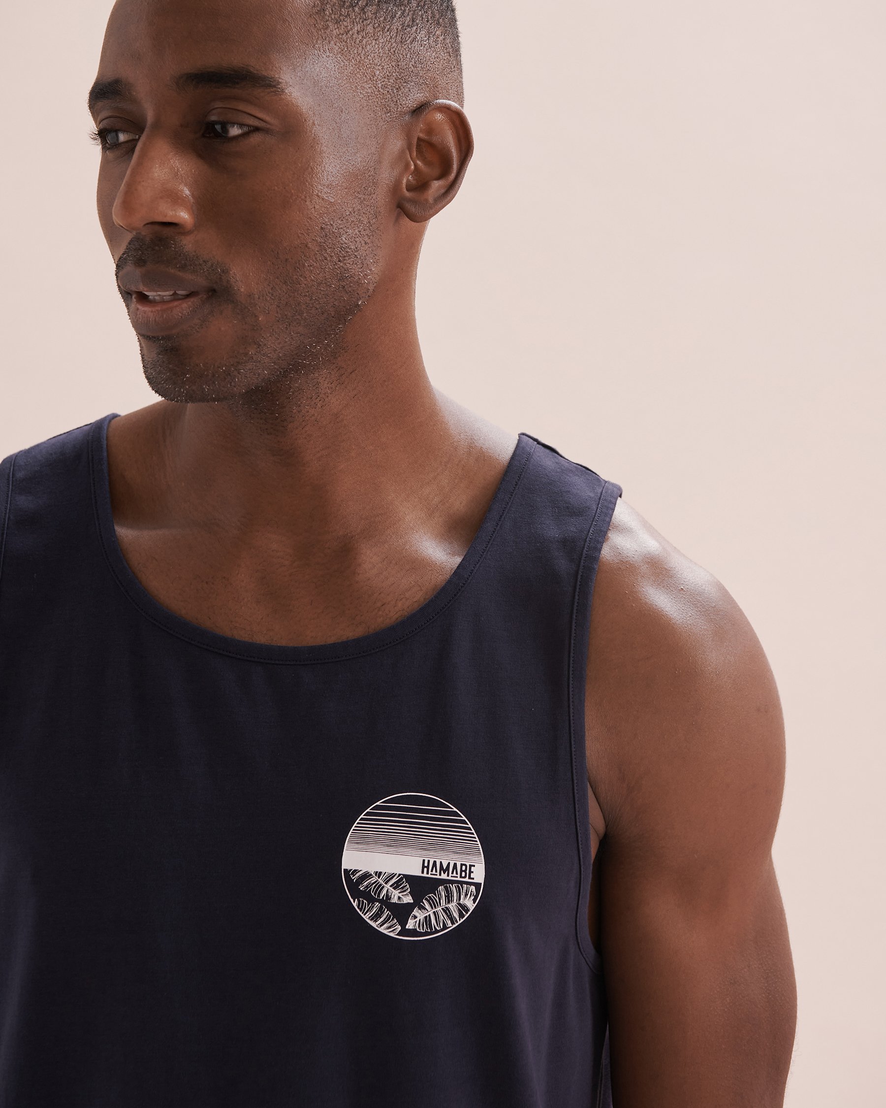 HAMABE Cotton Tank Top Maritime Blue 04100024 - View4