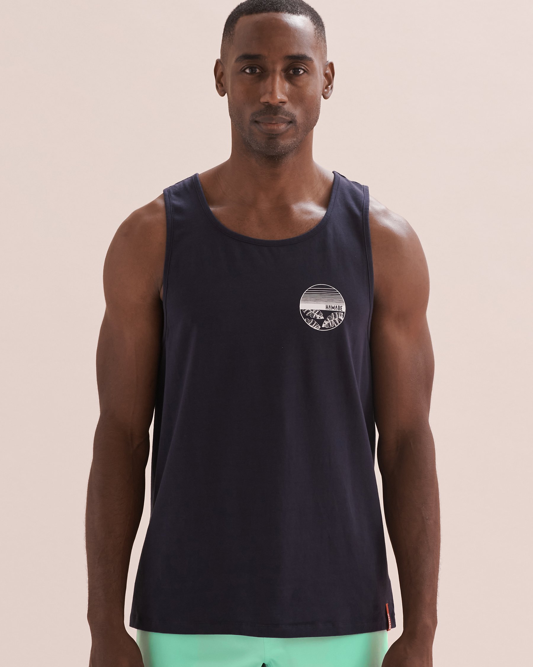 HAMABE Cotton Tank Top Maritime Blue 04100024 - View5