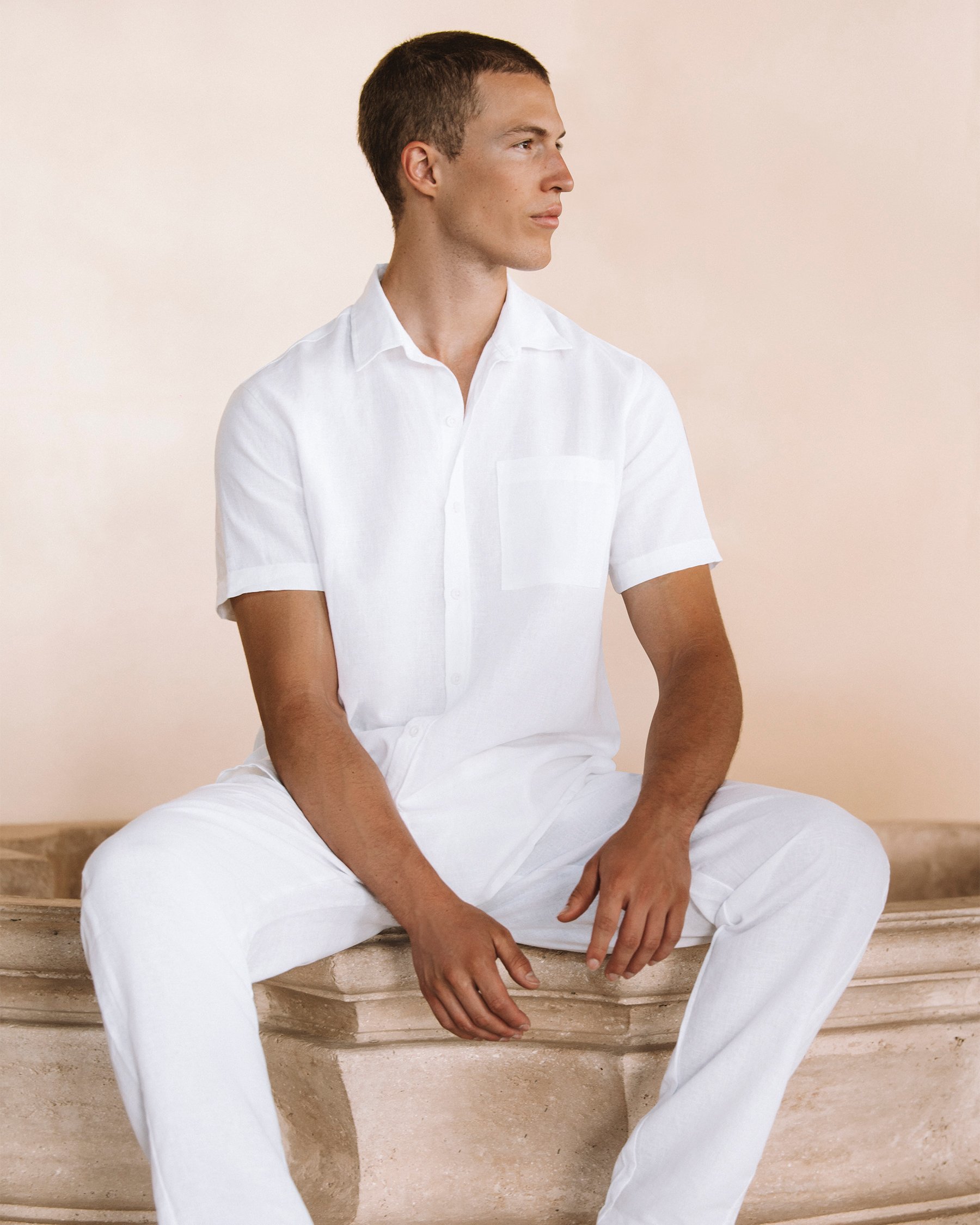 OFF THE BEACH Chemise manches courtes en mélange de lin Blanc 04100022 - View1