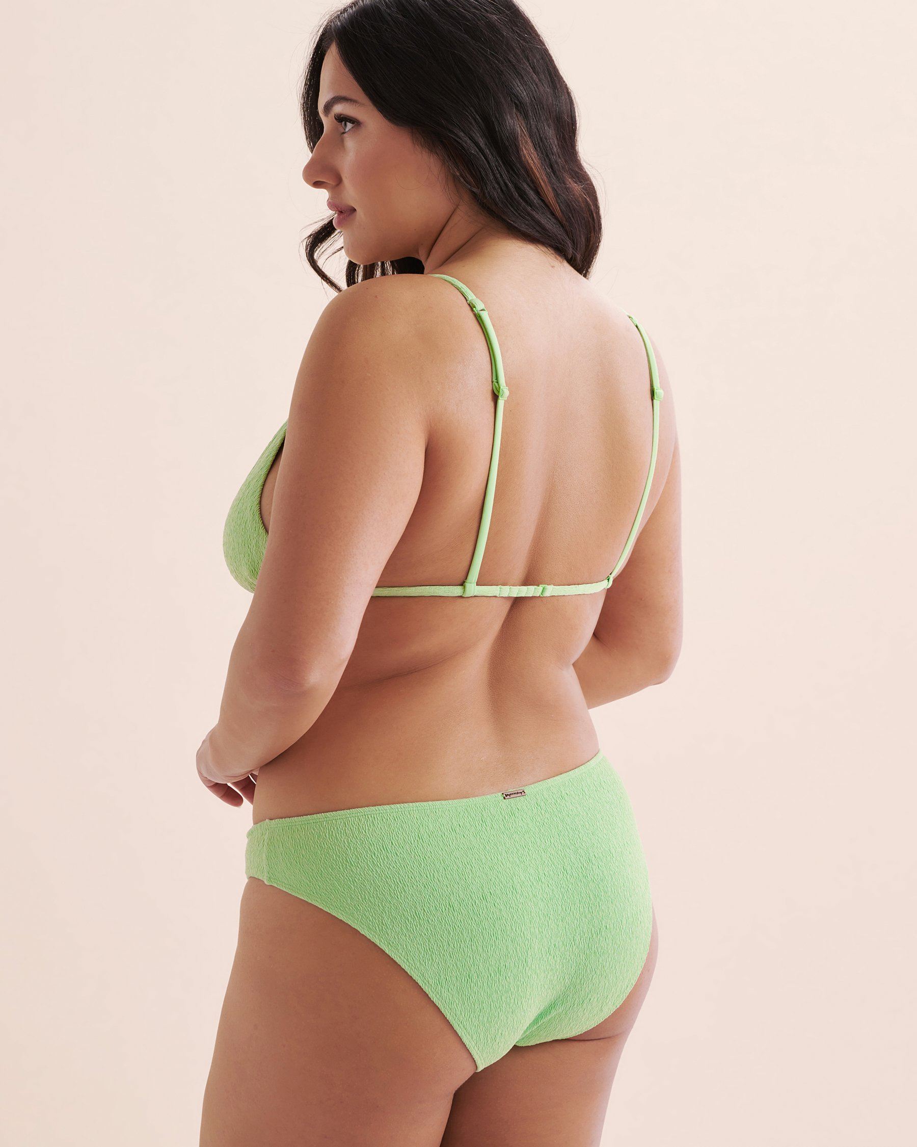 MY BIKINI STORY Santa Monica Textured Triangle Bikini Top Apple Green 01100312 - View11