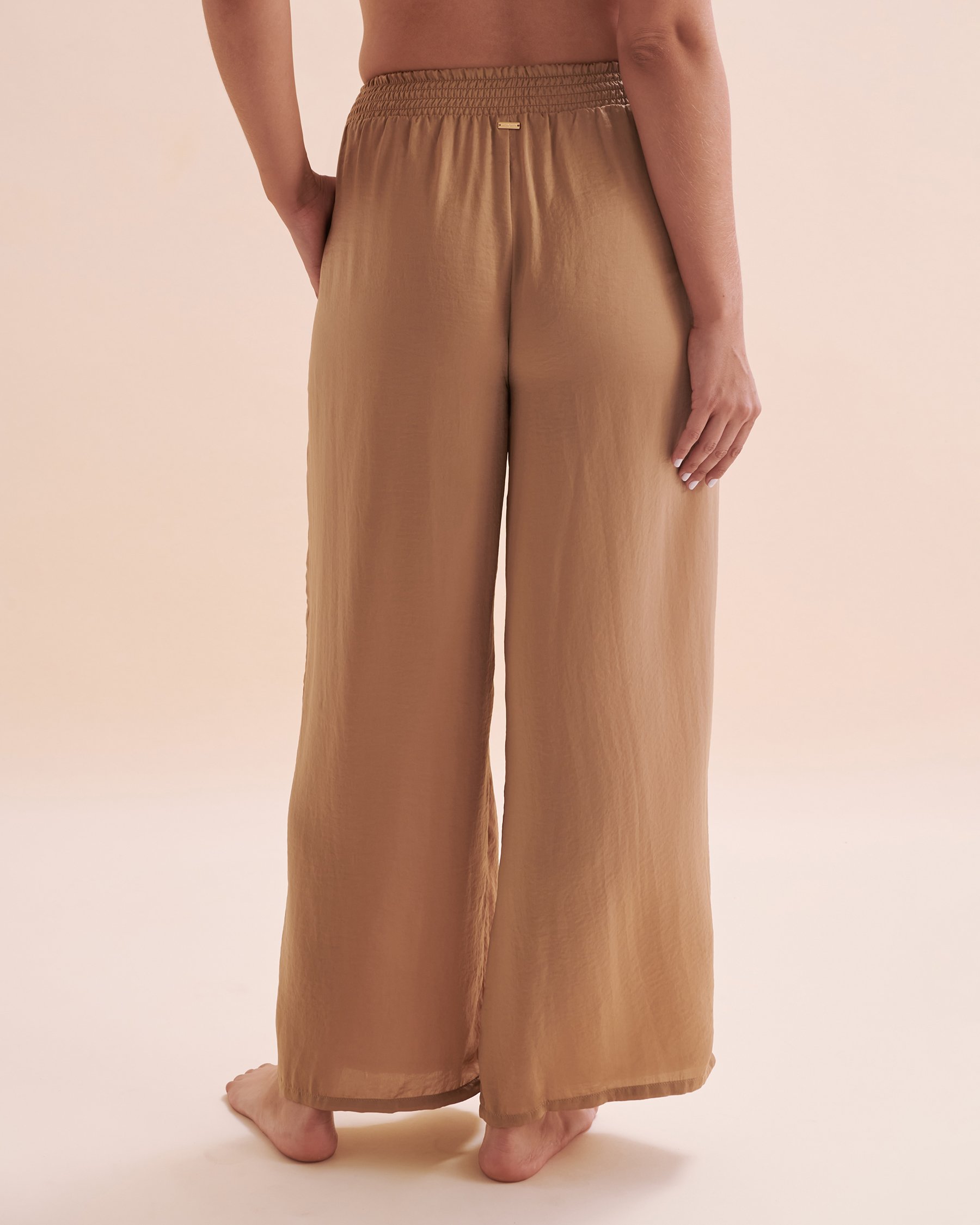 SANTEMARE Pantalon de plage en satin Sable beige 02200067 - Voir6