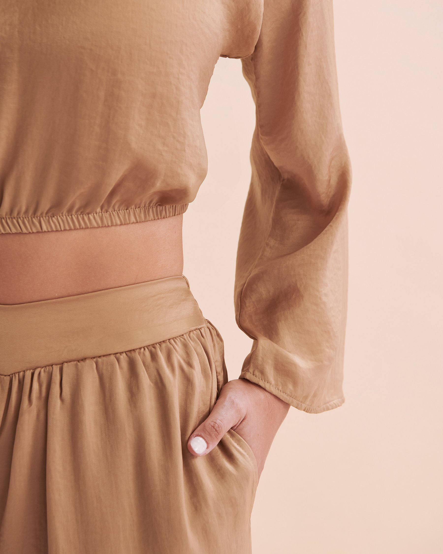 SANTEMARE Pantalon de plage en satin Sable beige 02200067 - Voir7