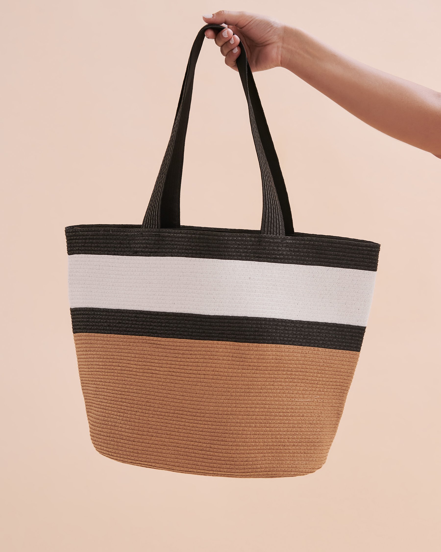 SARAJANE Three Tones Beach Bag 3 Straw/White/Black 24SJ2147 - View3