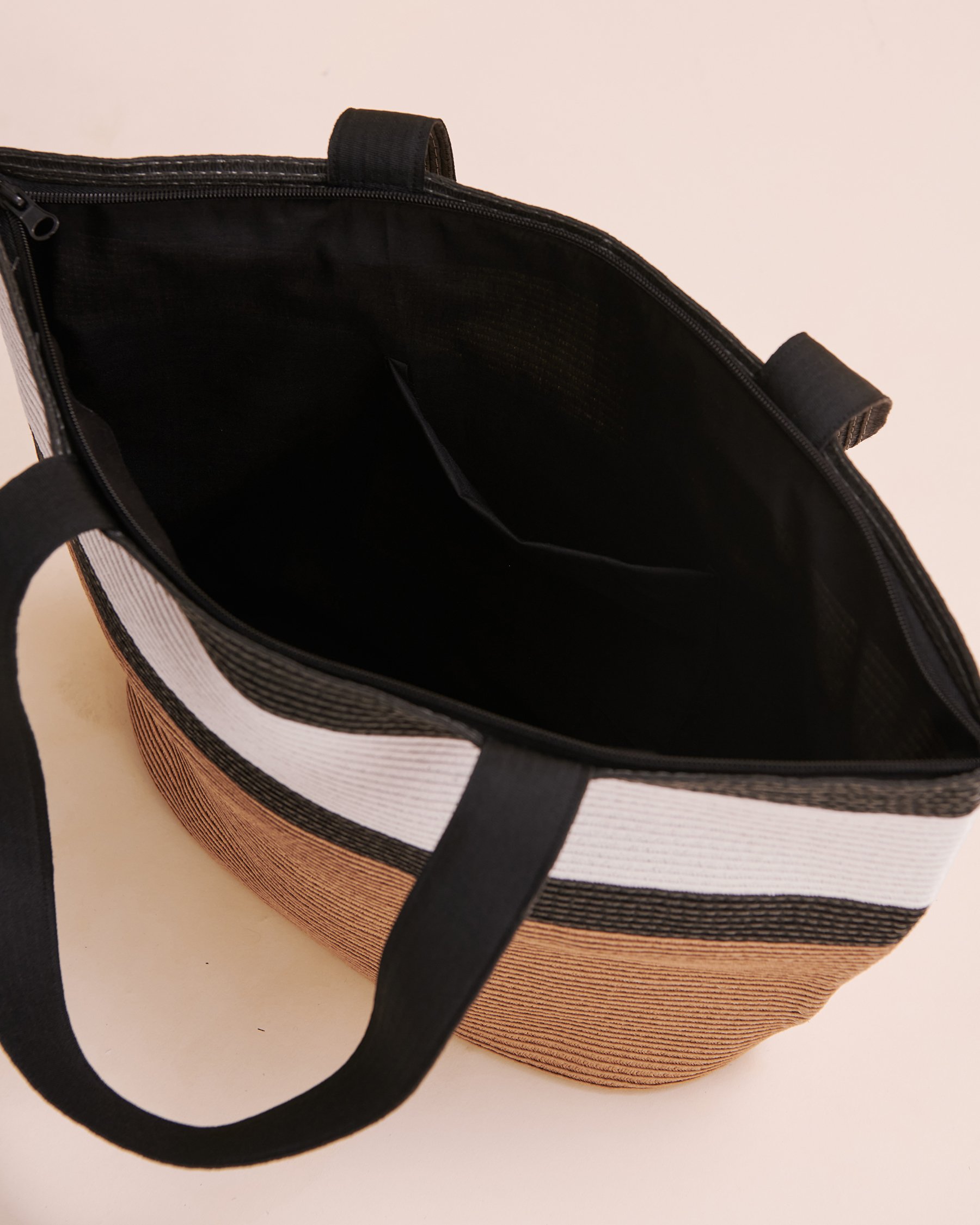 SARAJANE Three Tones Beach Bag 3 Straw/White/Black 24SJ2147 - View2