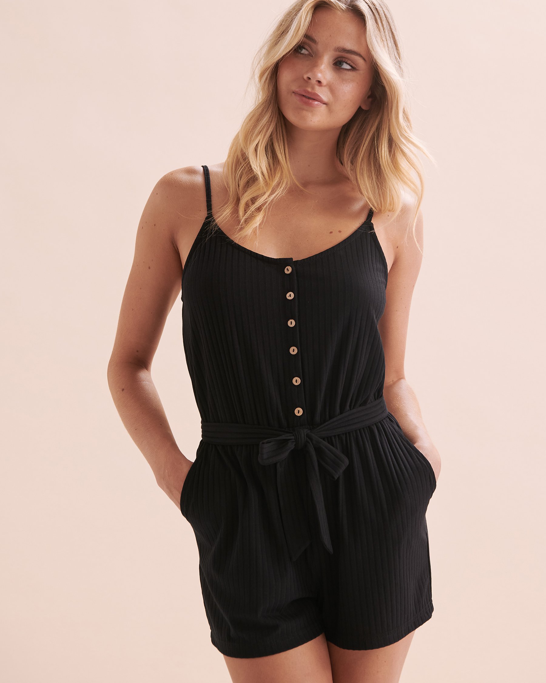 TROPIK Sleeveless Ribbed Romper Black 02300130 - View5
