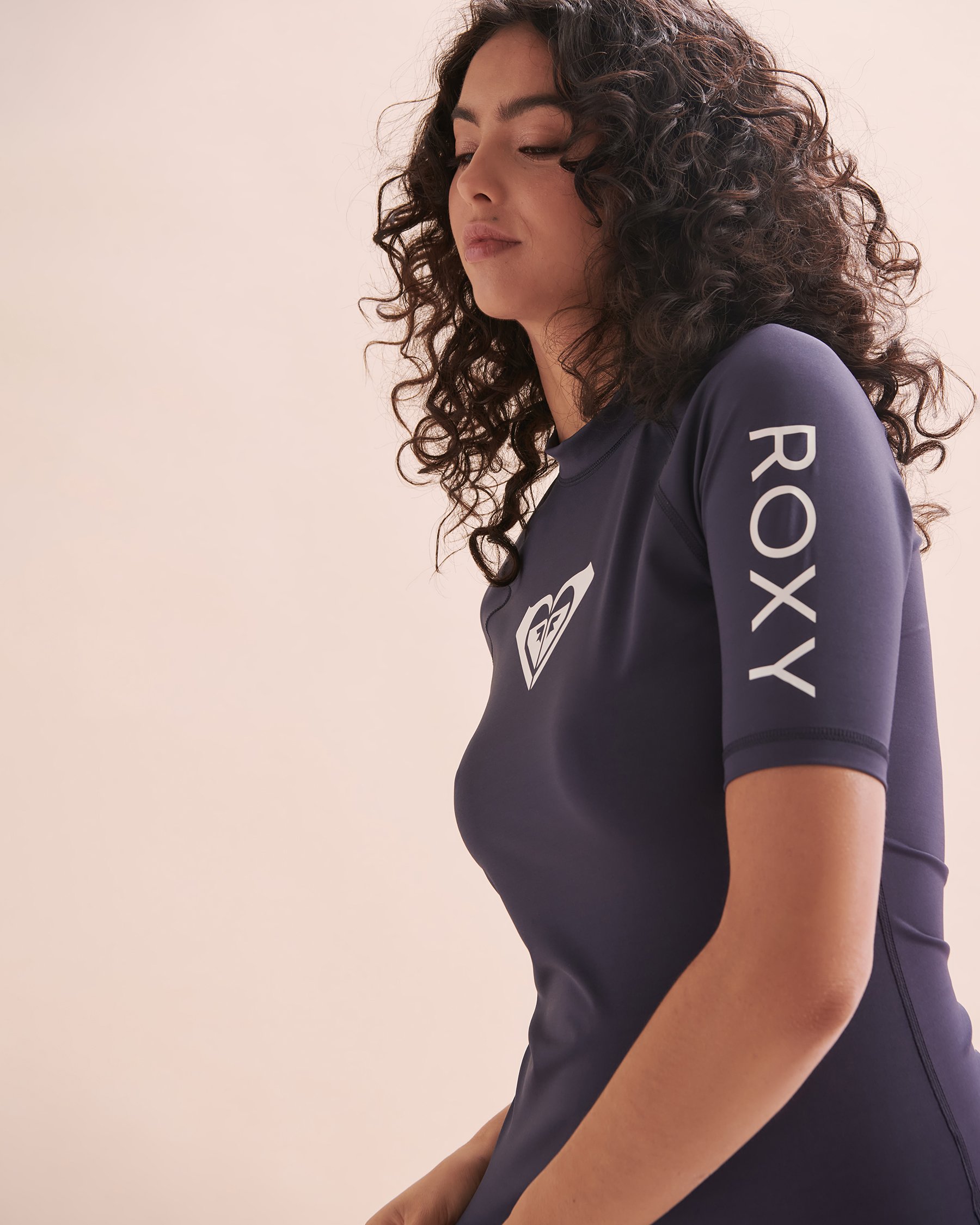ROXY Whole Hearted Short Sleeve Rashguard Indigo Blue ERJWR03548 - View3