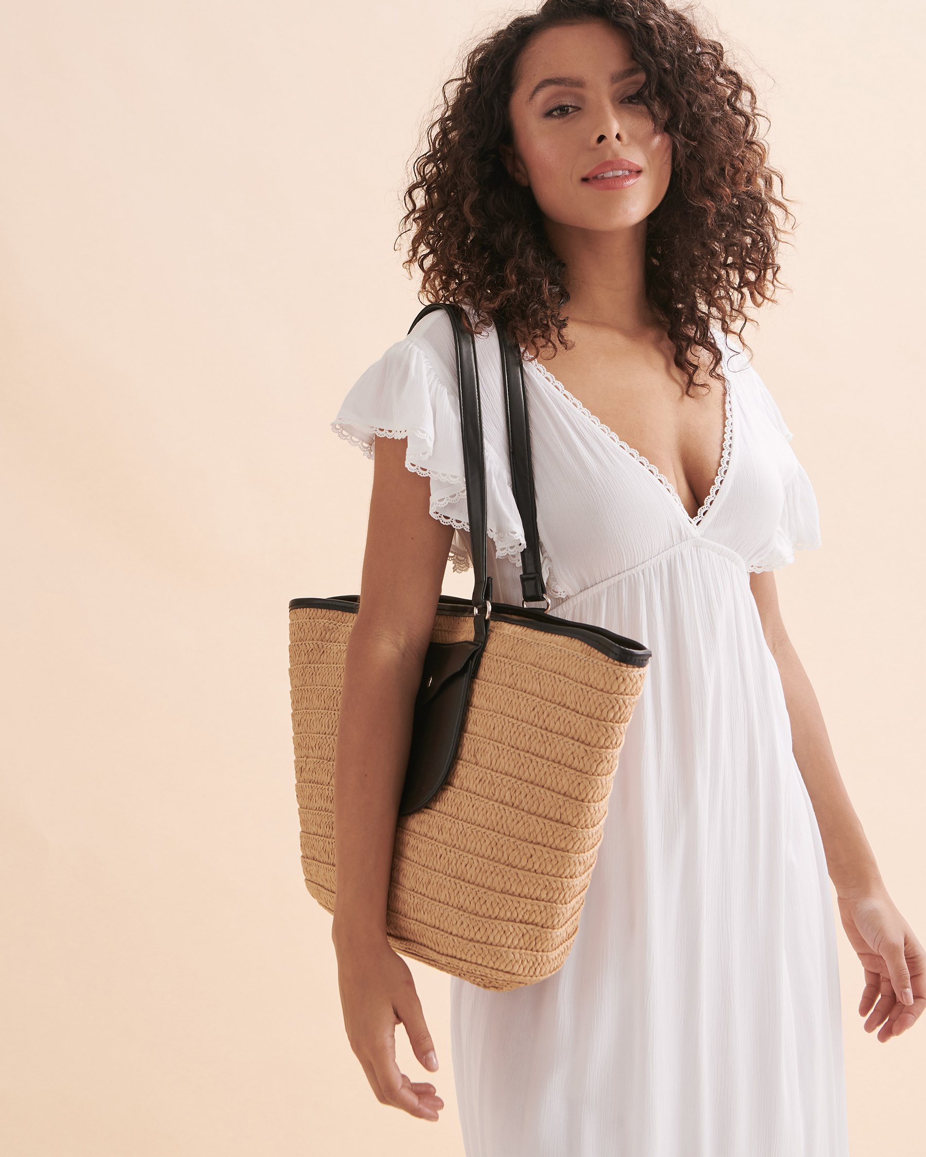 CASABAWA Beach Bag 4 Black & Straw NB3-55 - View1