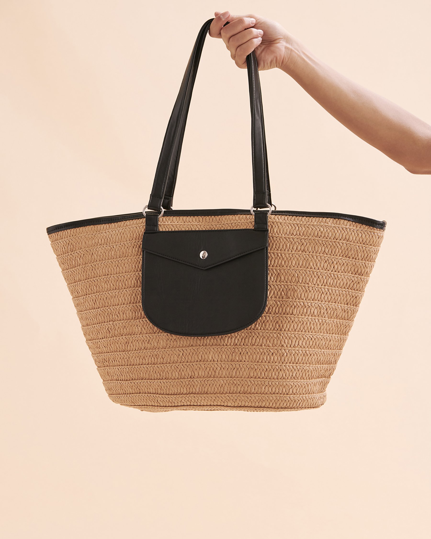 CASABAWA Beach Bag 4 Black & Straw NB3-55 - View3