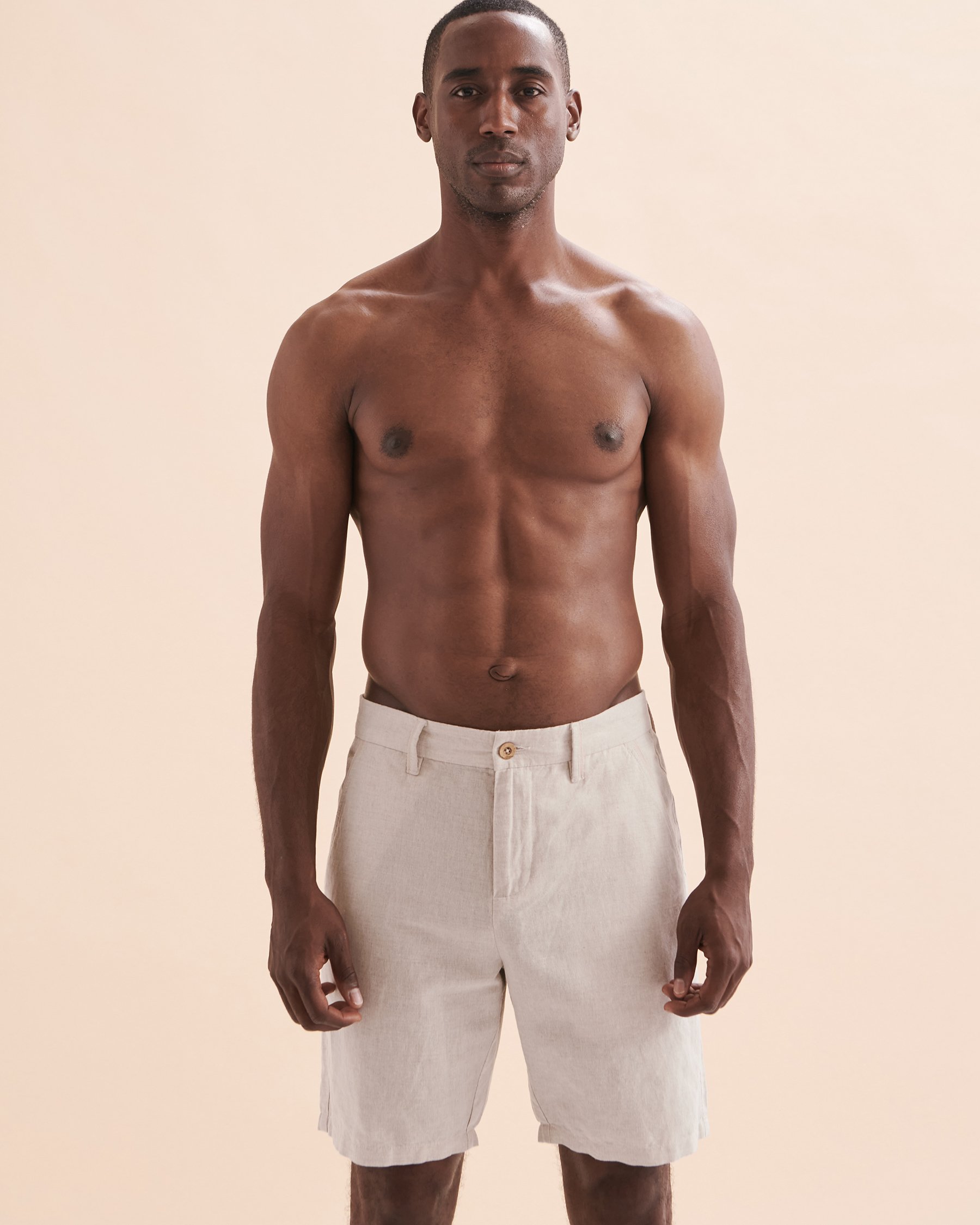 PUBLIC BEACH Linen Bermuda Shorts Natural PB6801BIK - View5