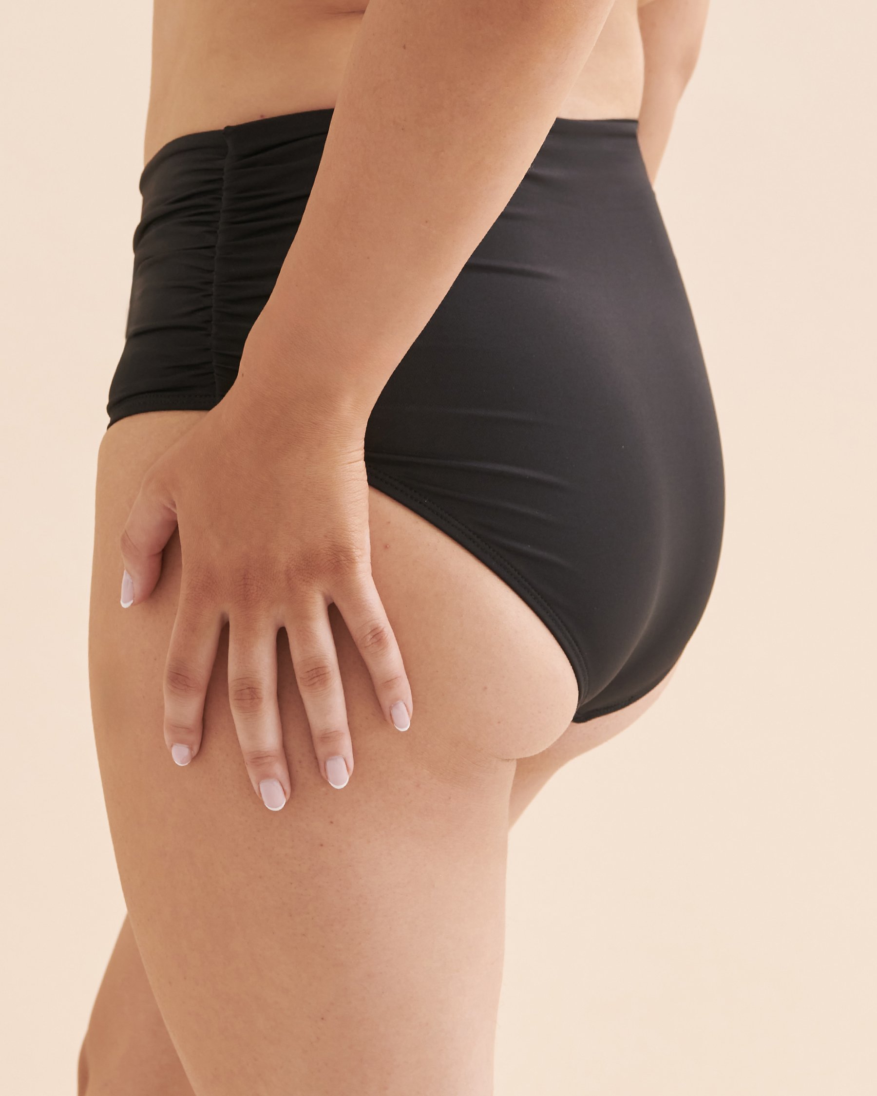 ANNE COLE LIVE IN COLOR High Waist Bikini Bottom Black MYMB36001 - View3