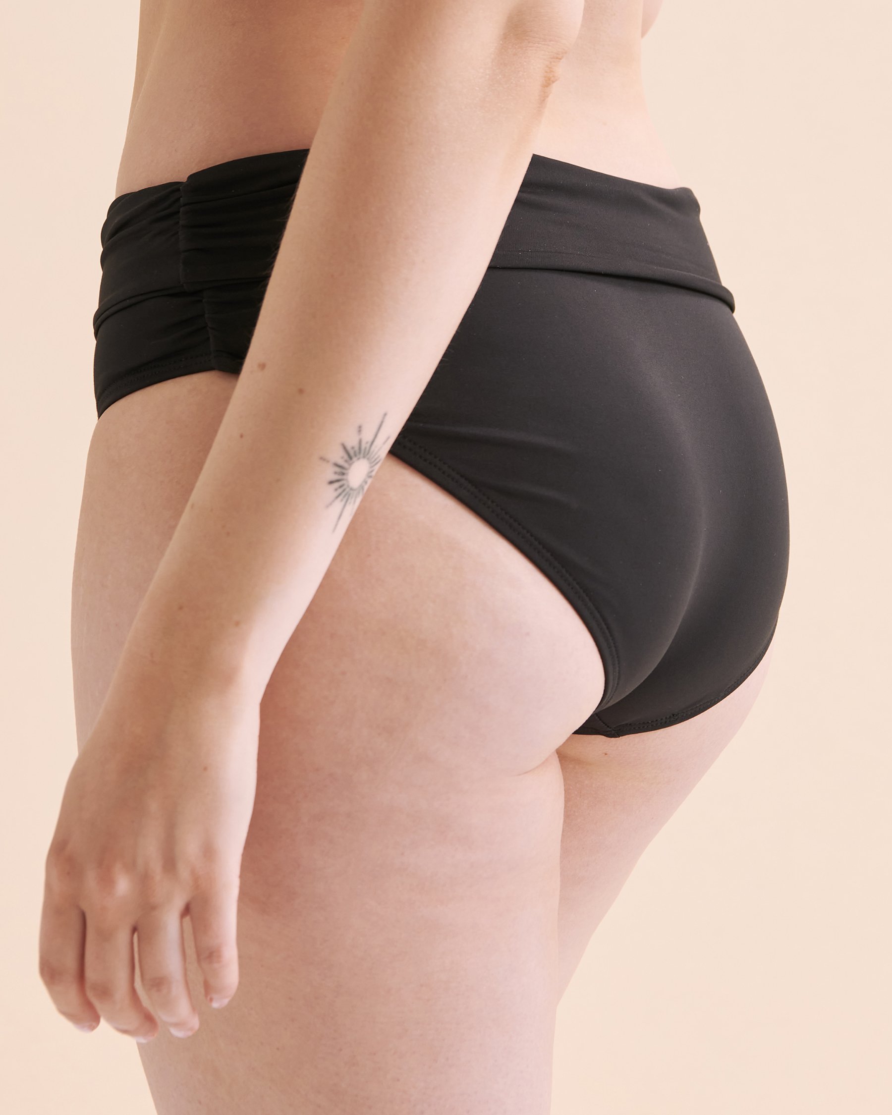 ANNE COLE LIVE IN COLOR High Waist Bikini Bottom Black MYMB36001 - View6