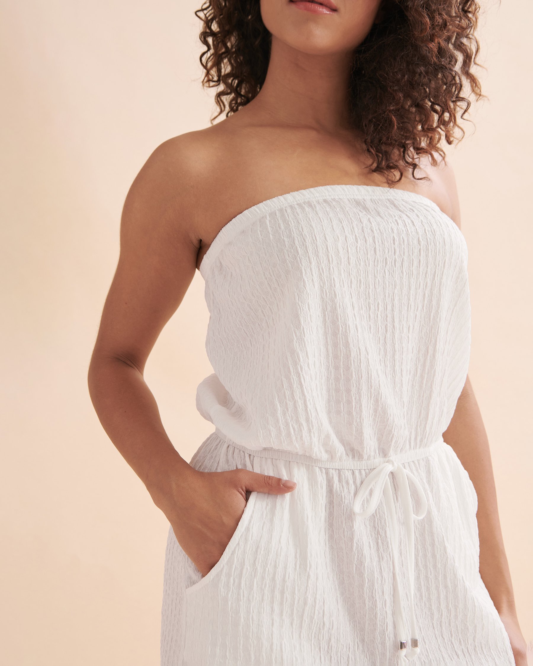 COVER ME Pebble Beach Short Crochet Dress Vanilla 24050817 - View3