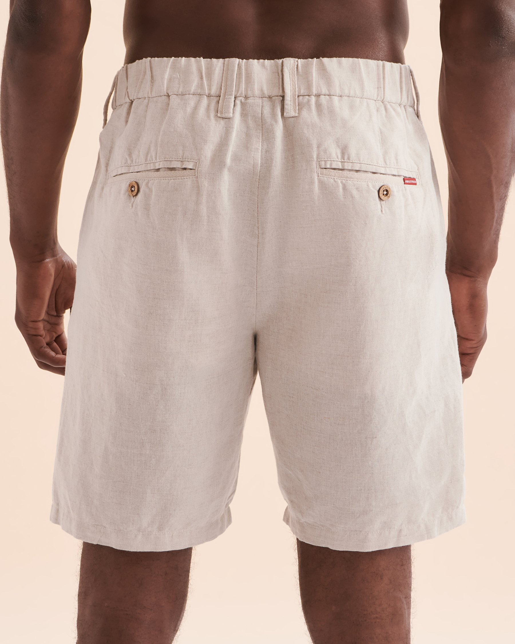 PUBLIC BEACH Short bermuda lin Naturel PB6801BIK - Voir2